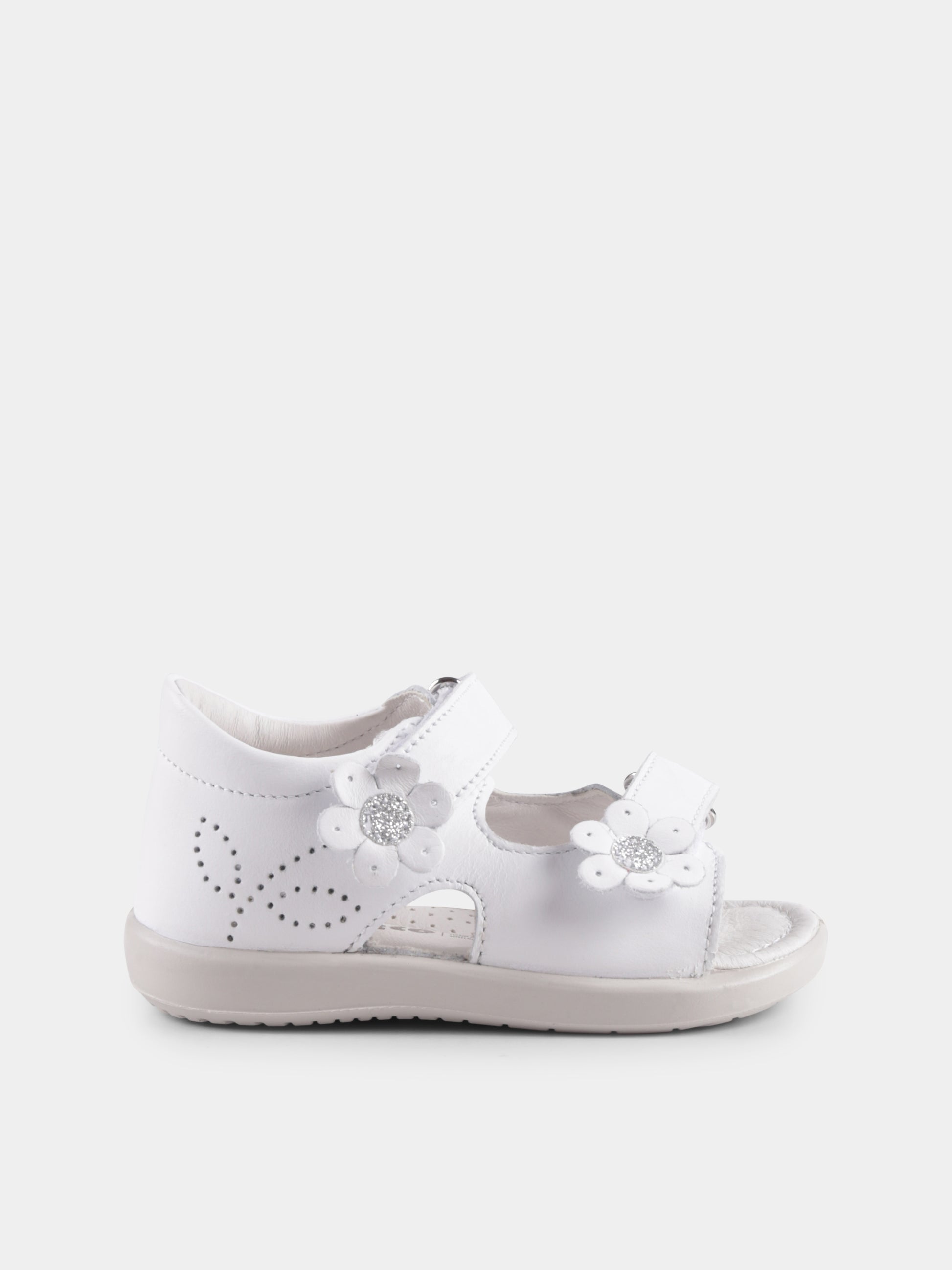 Sandali Londer bianchi per neonata e bambina con fiori,Falcotto,001 1501096 01 0N01 LONDER