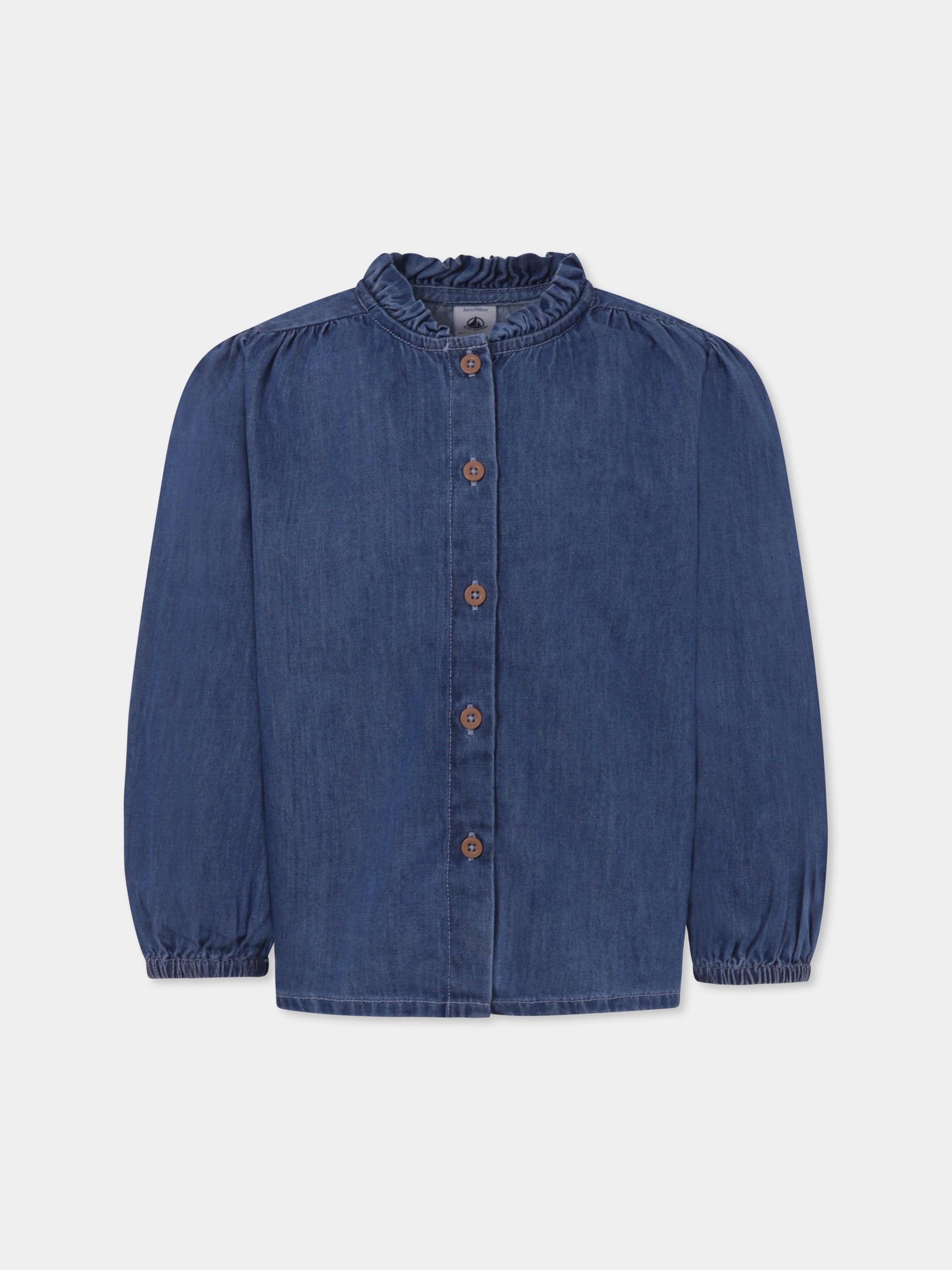 Camicia celeste per bambina,Petit Bateau,A0B6C 01