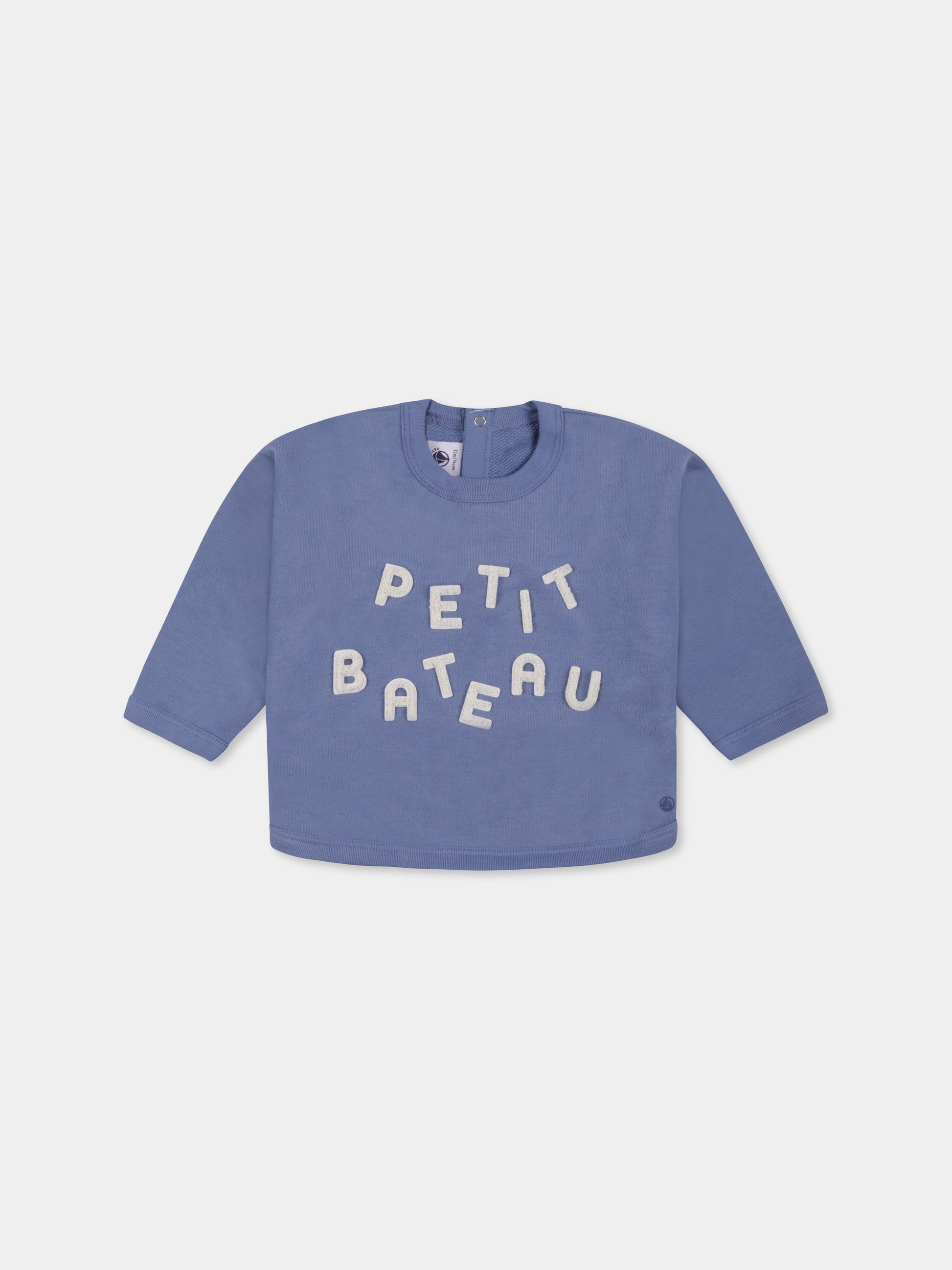 Felpa celeste per neonato con logo,Petit Bateau,A0B6Y 01