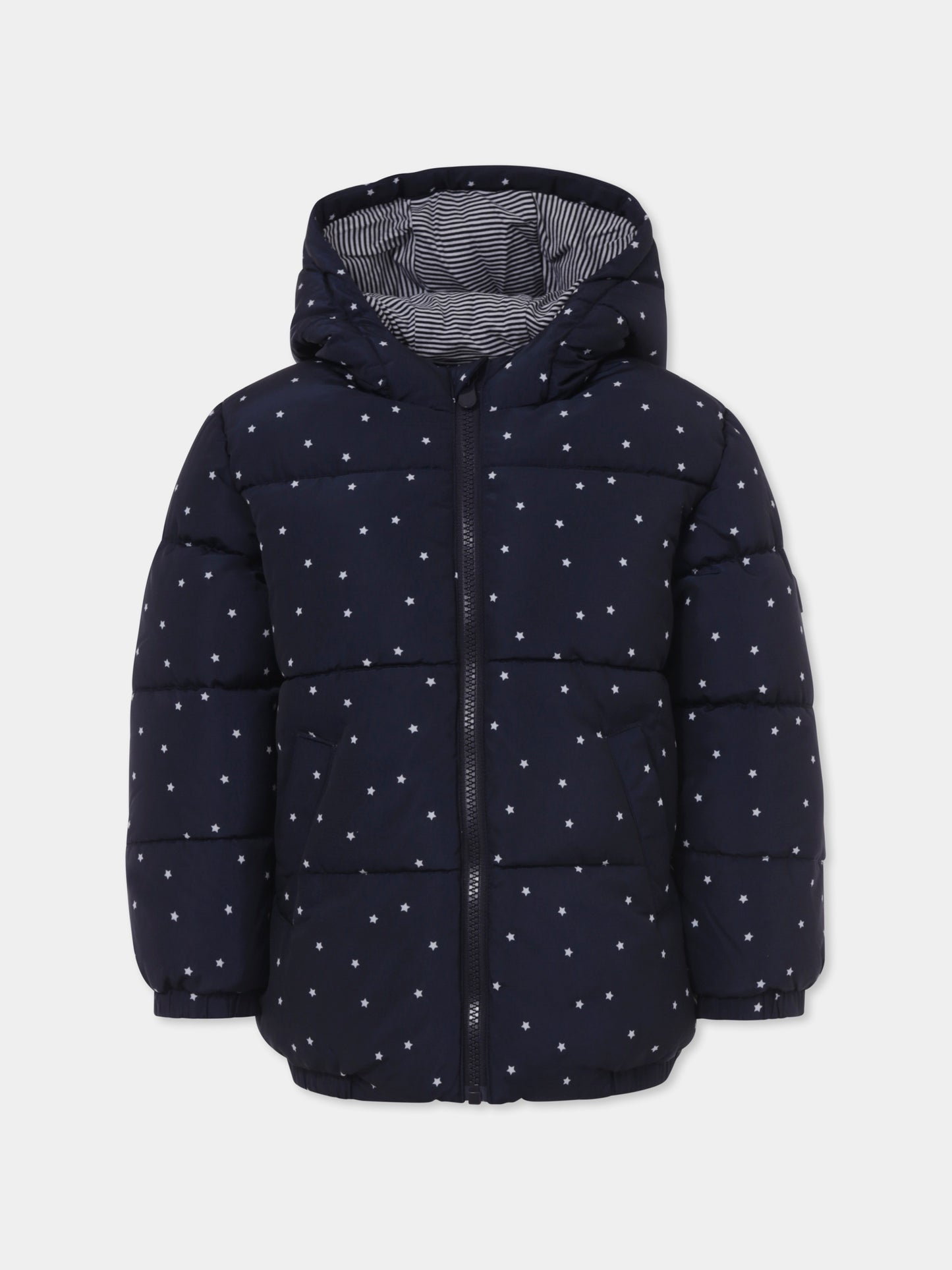 Piumino blu per bambini con stelle all over,Petit Bateau,A0BAW01