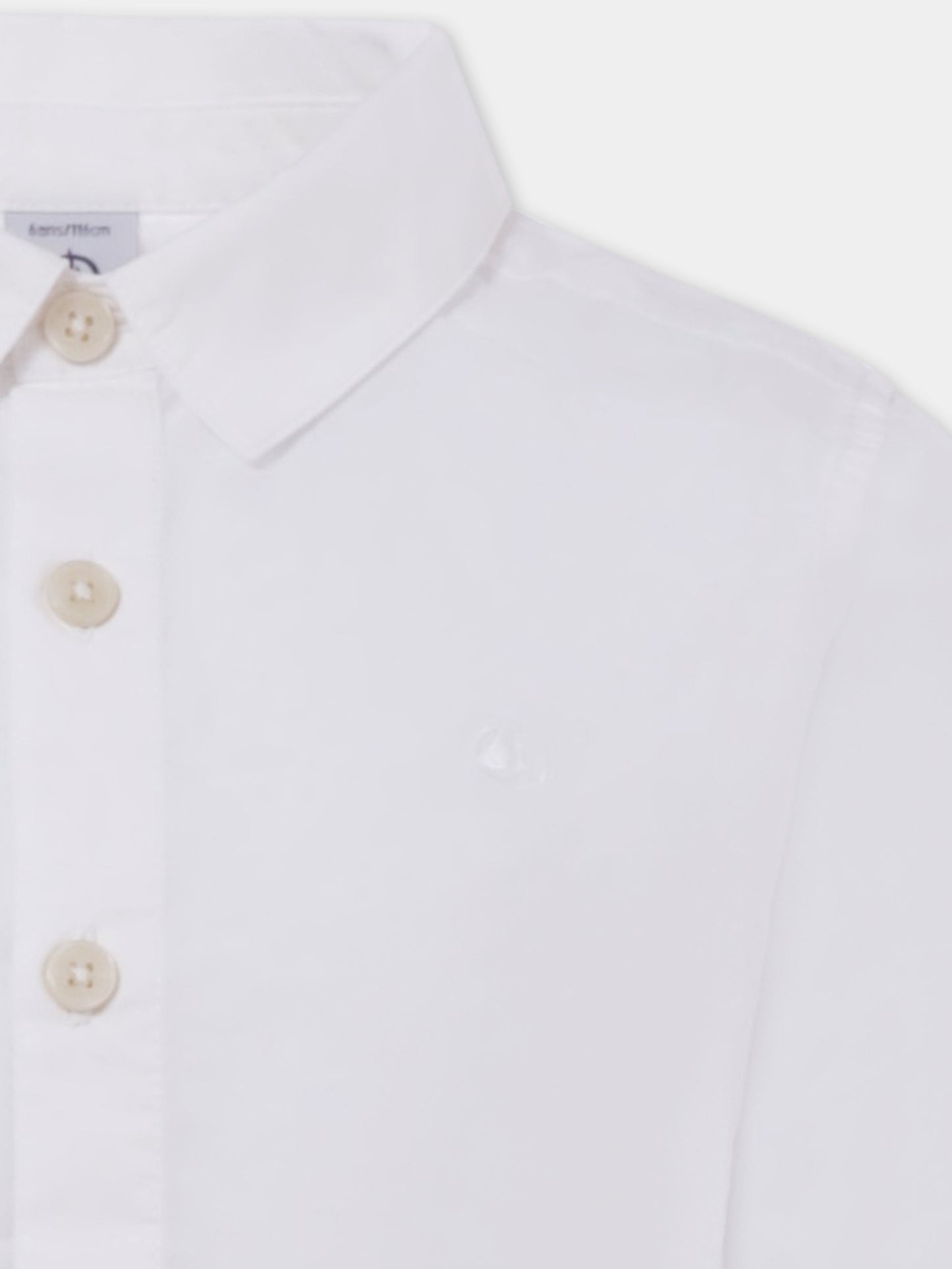 Camicia bianca per bambino con logo,Petit Bateau,A0BBG 01