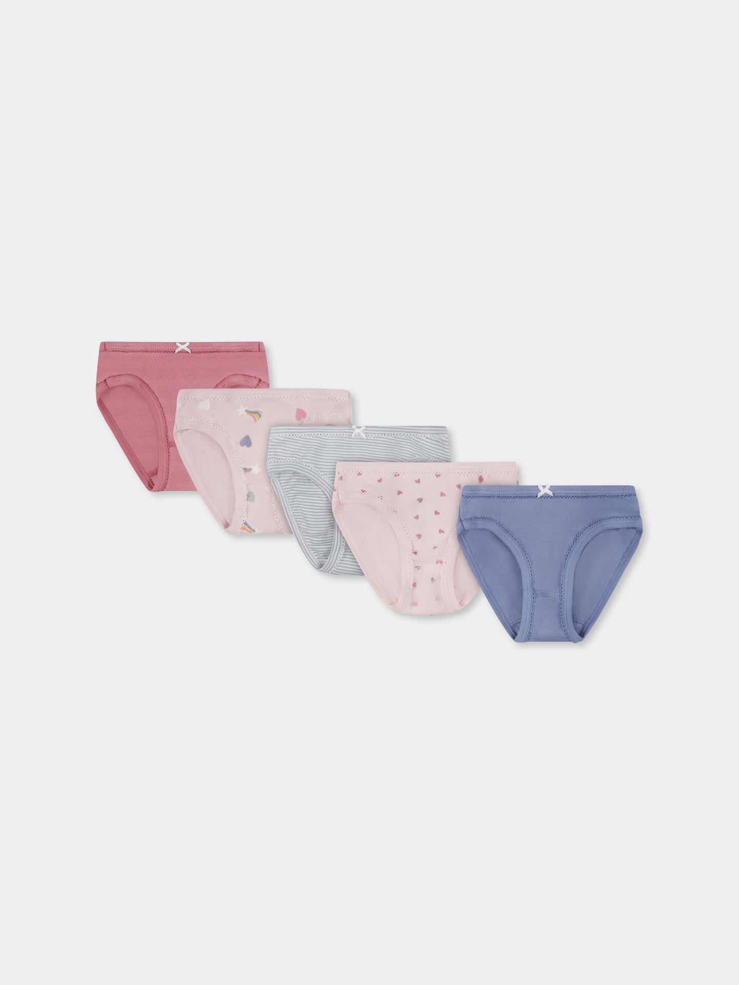Set slip multicolor per bambina con cuori e stella cadente,Petit Bateau,A0BGK 00