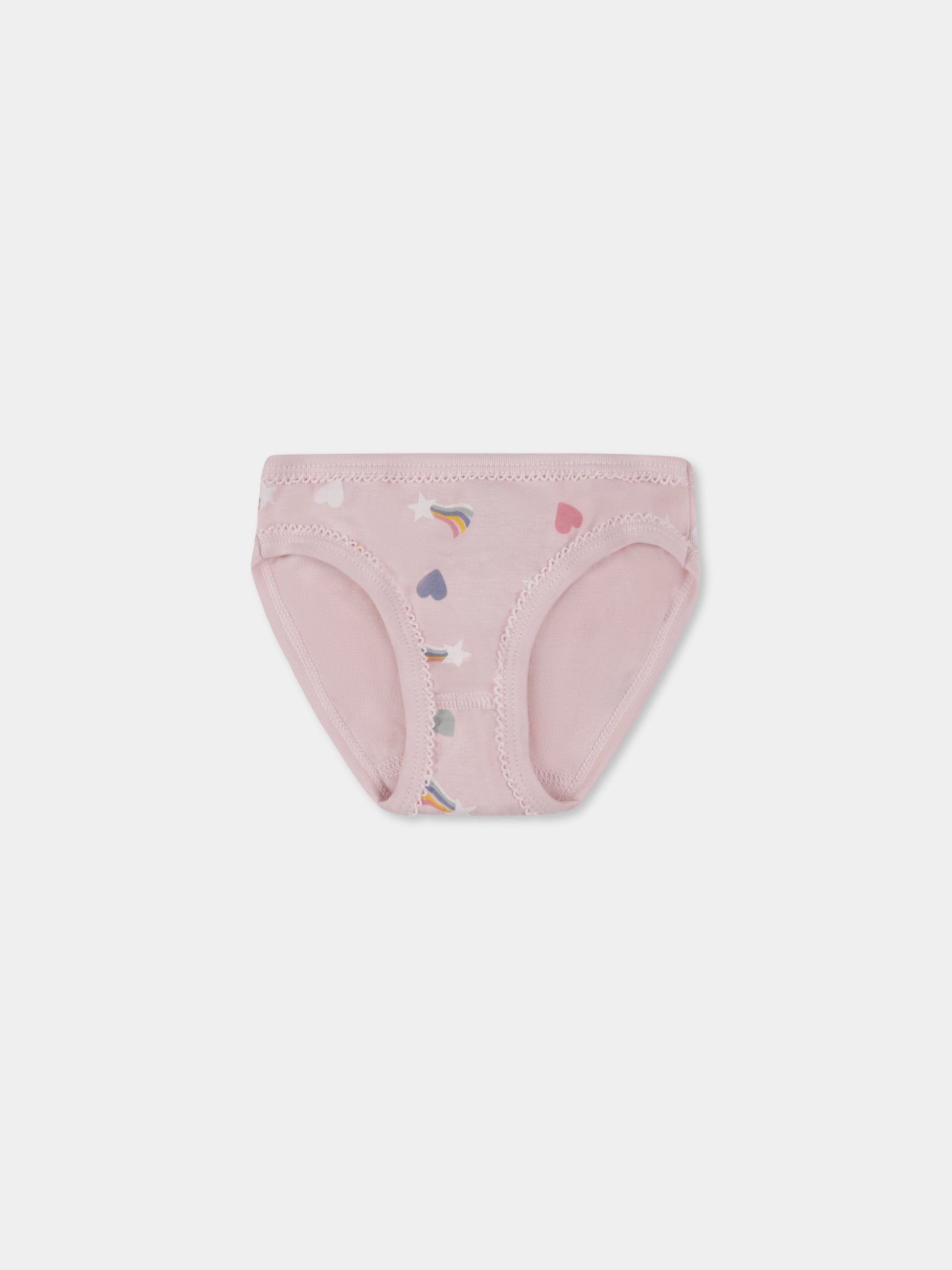 Set slip multicolor per bambina con cuori e stella cadente,Petit Bateau,A0BGK 00