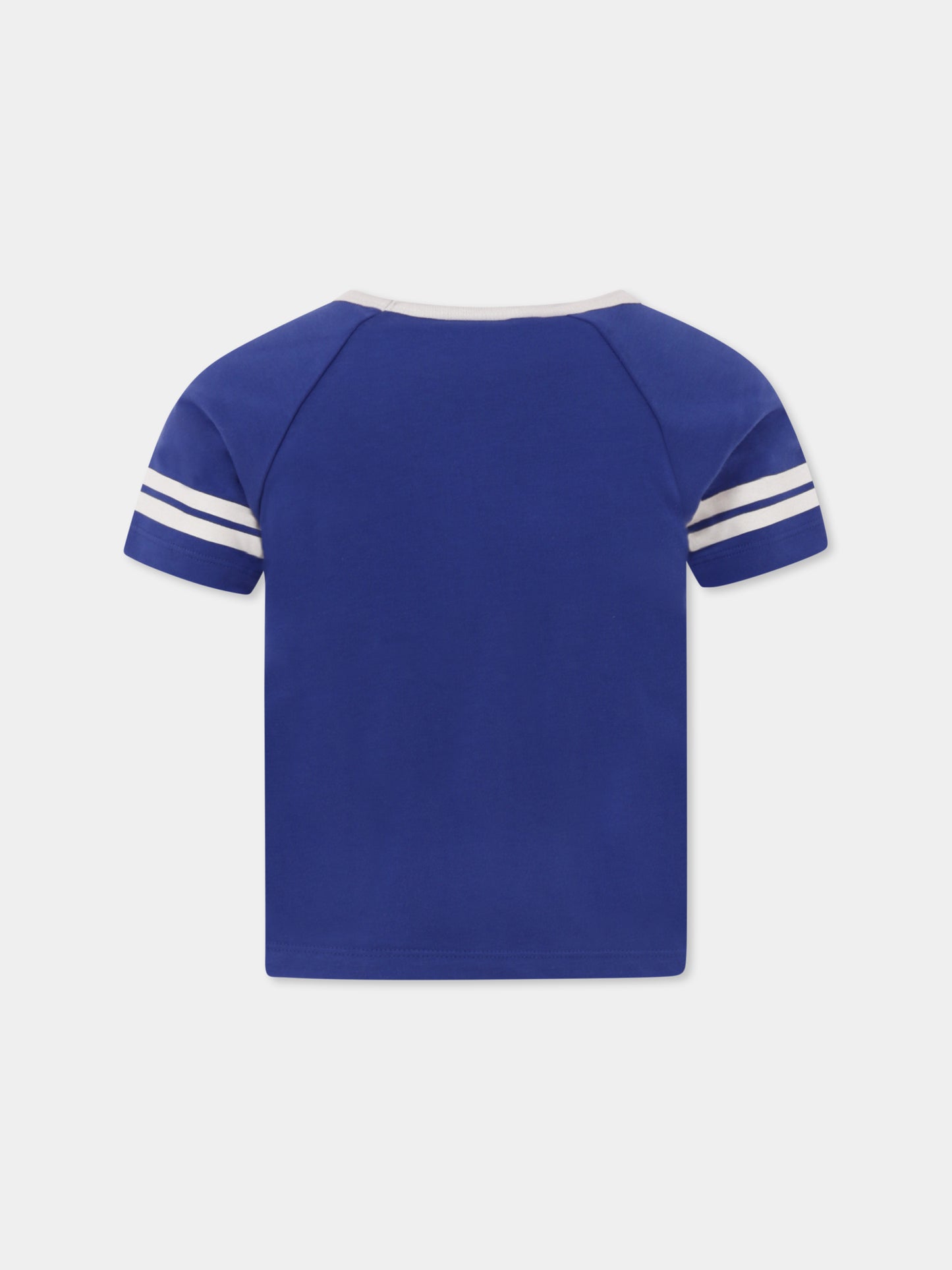 T-shirt blu per bambino con logo e scritta,Petit Bateau,A0BIK 01