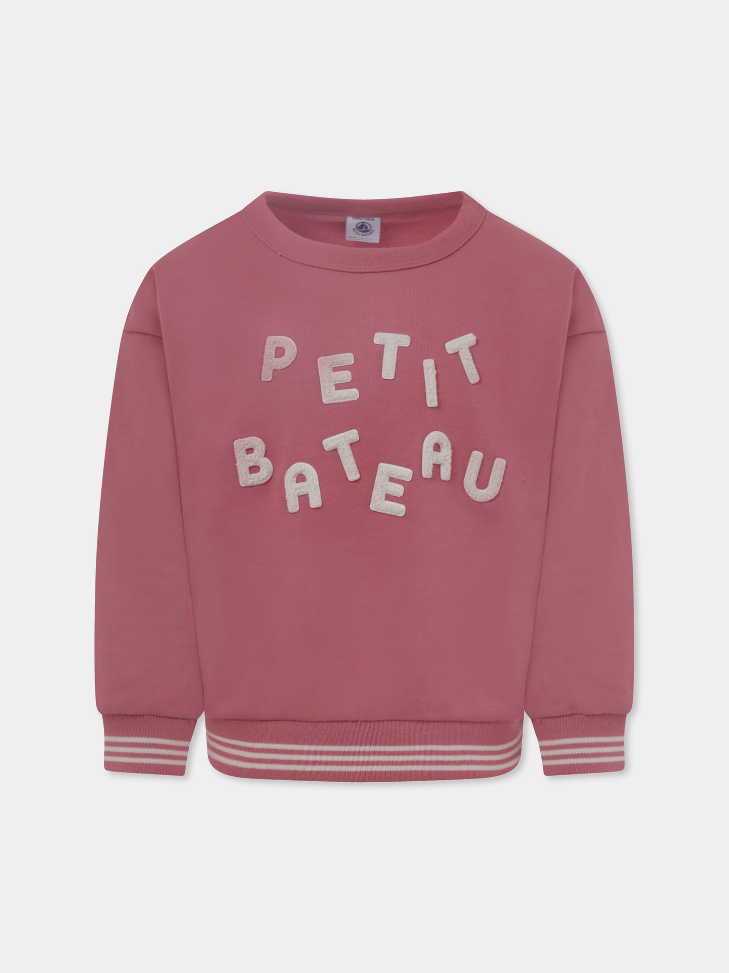 Felpa rosa per bambina con logo,Petit Bateau,A0BJ8 04