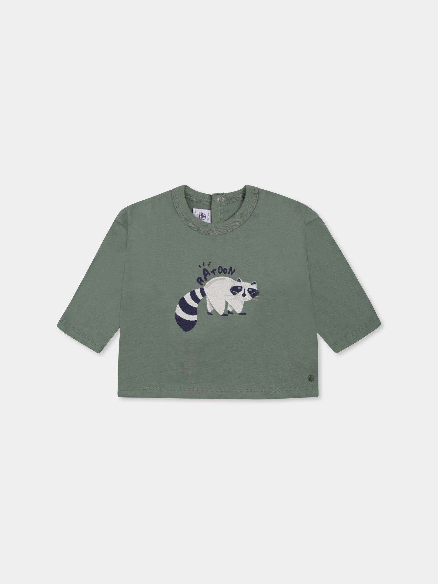 T-shirt verde per neonato con puzzola,Petit Bateau,A0BPI 04