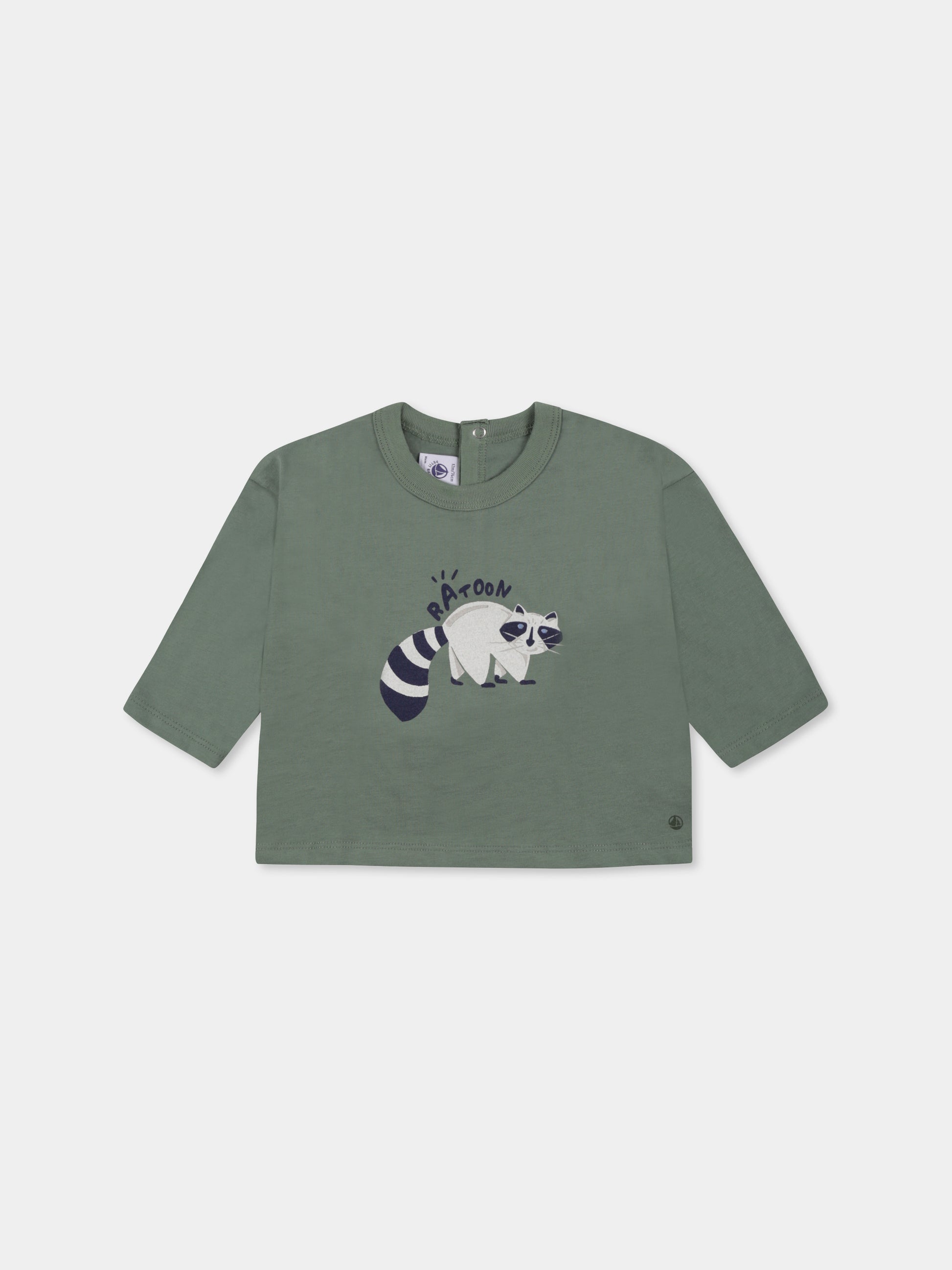 T-shirt verde per neonato con puzzola,Petit Bateau,A0BPI 04