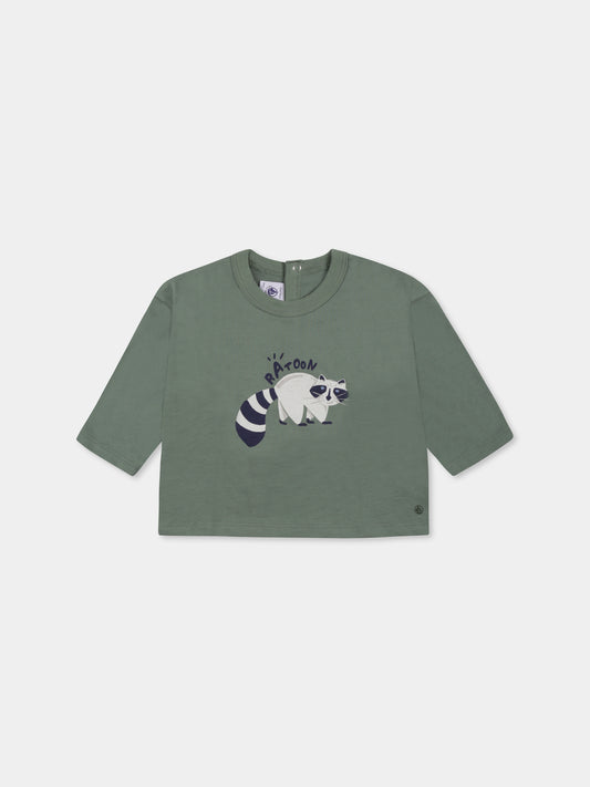 T-shirt verde per neonato con puzzola,Petit Bateau,A0BPI 04