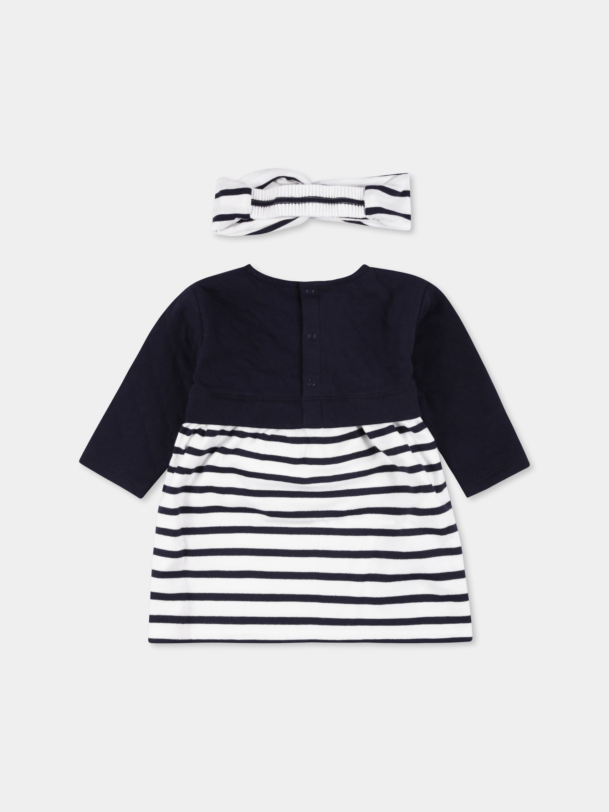 Vestito blu per neonata con fascia,Petit Bateau,A0DGD 00