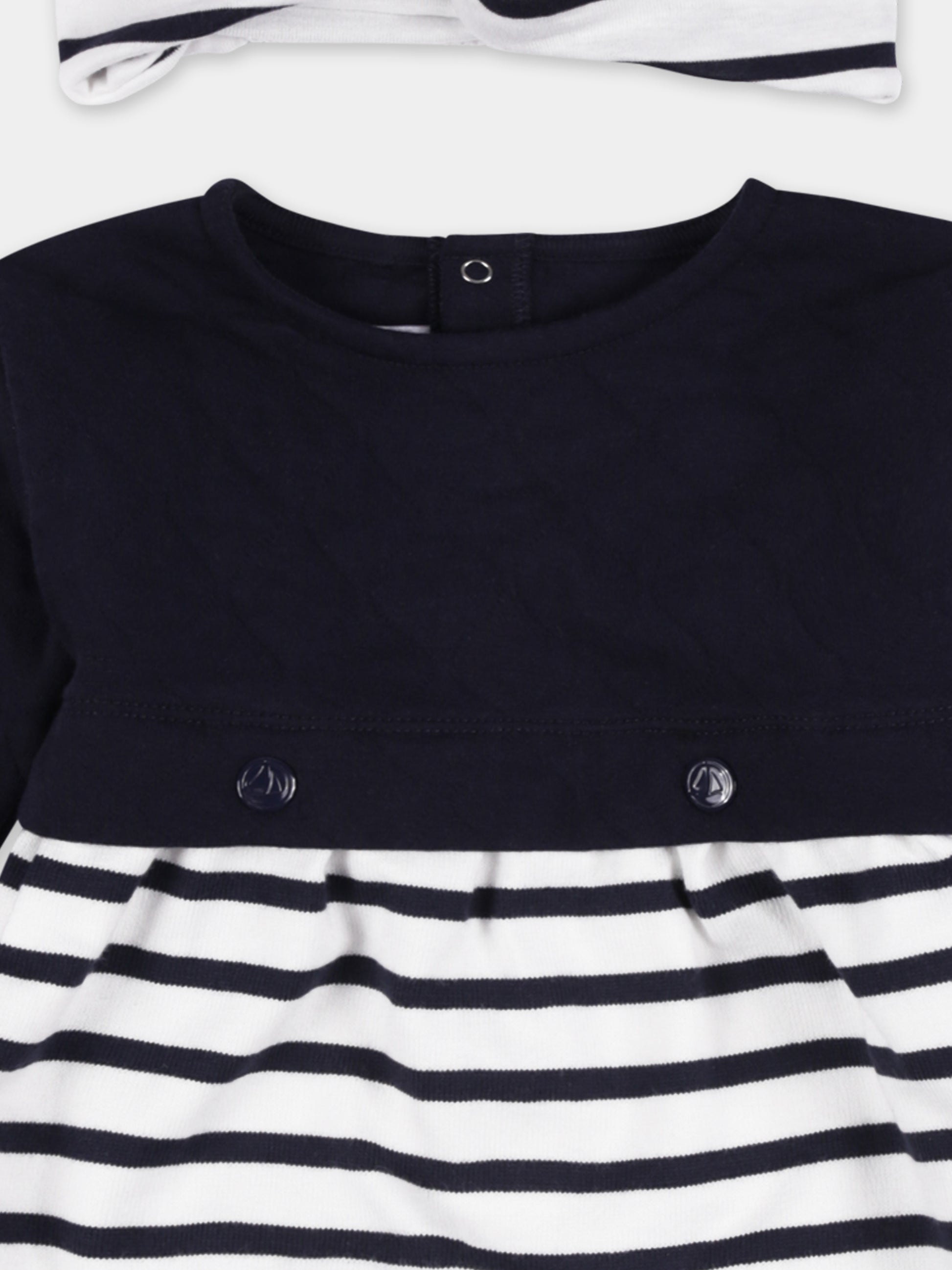 Vestito blu per neonata con fascia,Petit Bateau,A0DGD 00