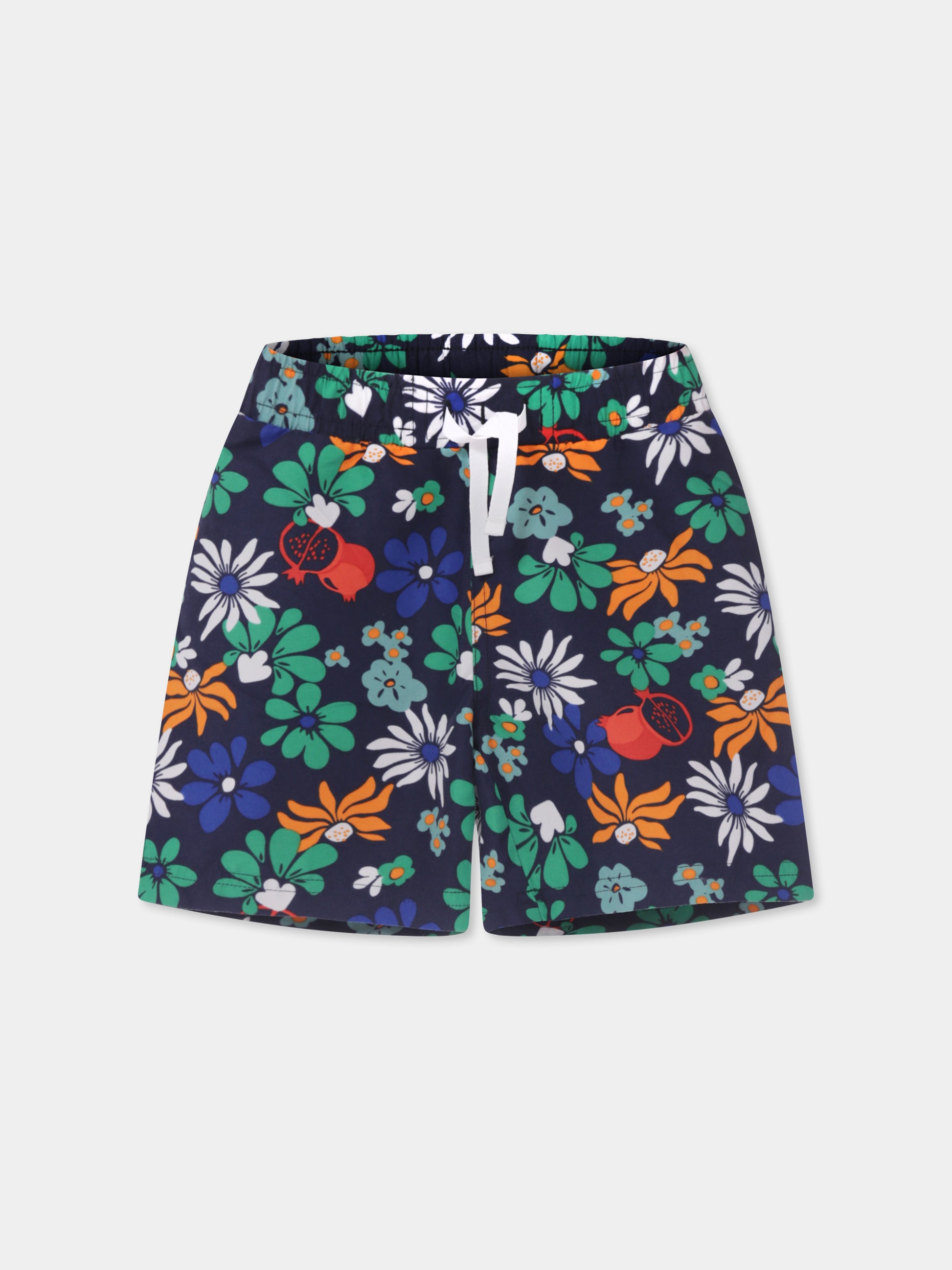 Boxer mare blu per bambino con stampa floreale,Petit Bateau,A09NT 01