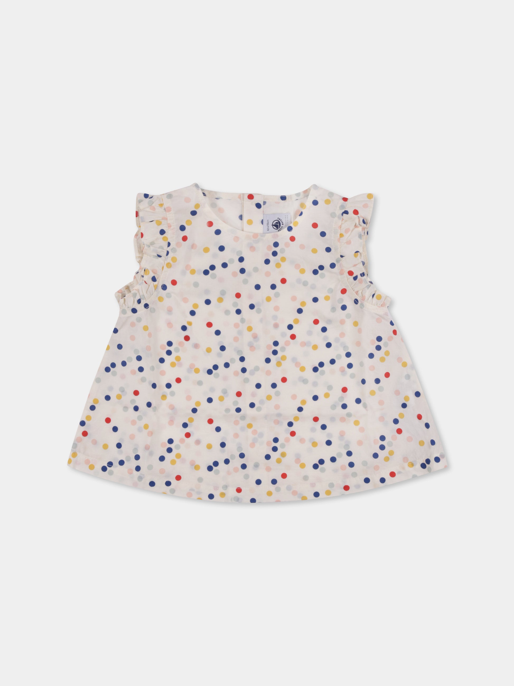 Camicia avorio per neonata con pois all over,Petit Bateau,A09RU 01