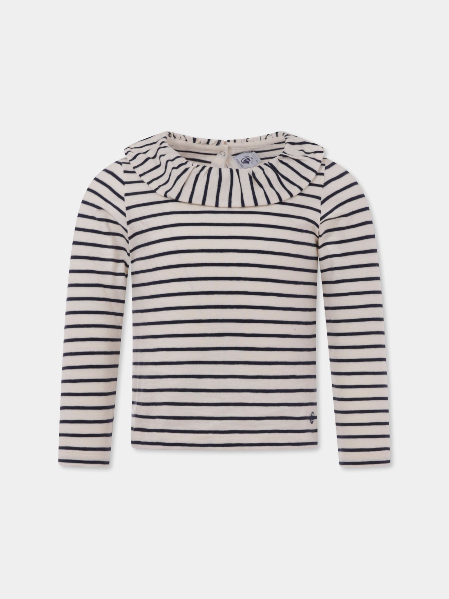 T-shirt avorio per bambina con logo,Petit Bateau,A09VV 01