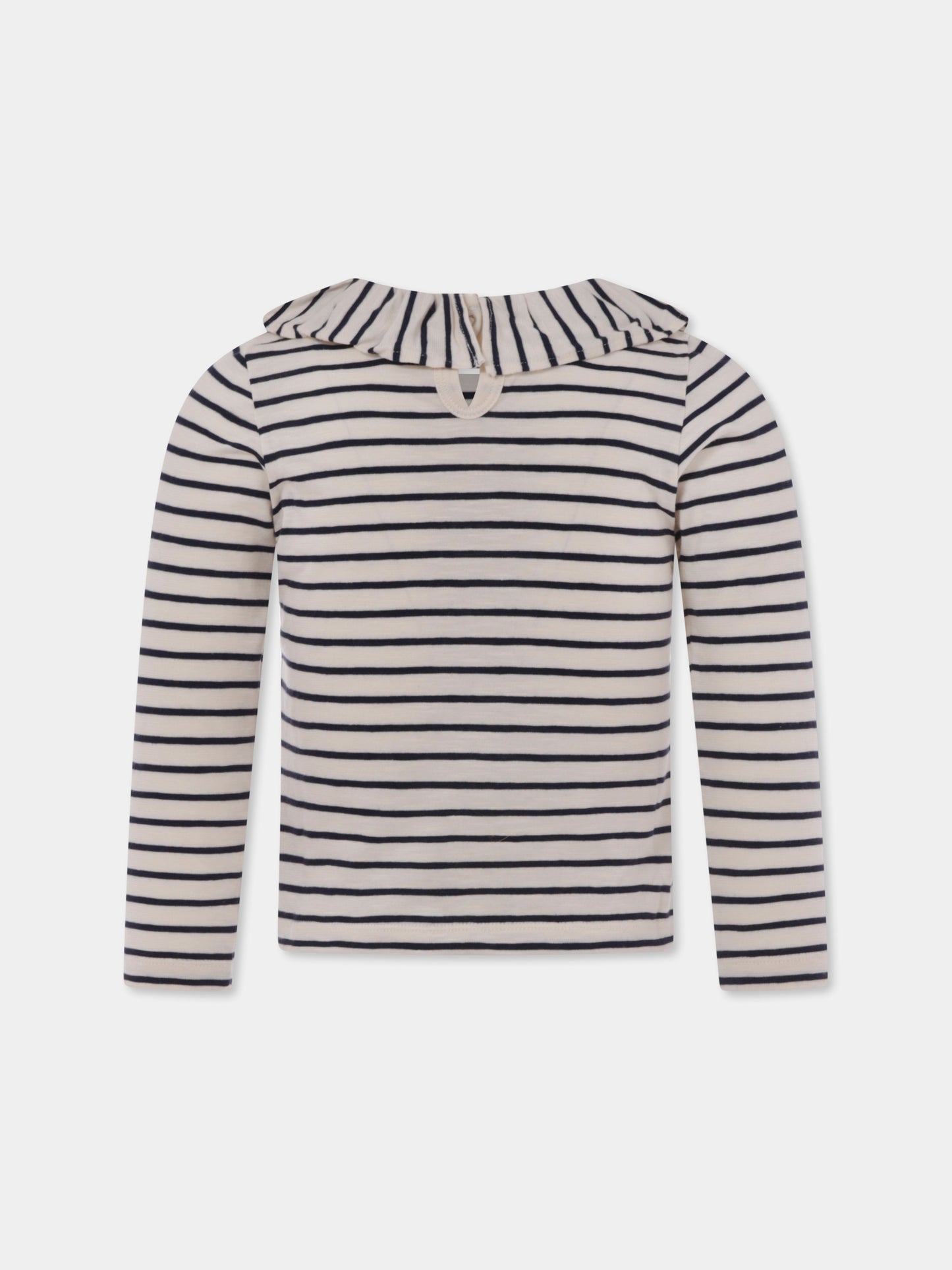 T-shirt avorio per bambina con logo,Petit Bateau,A09VV 01