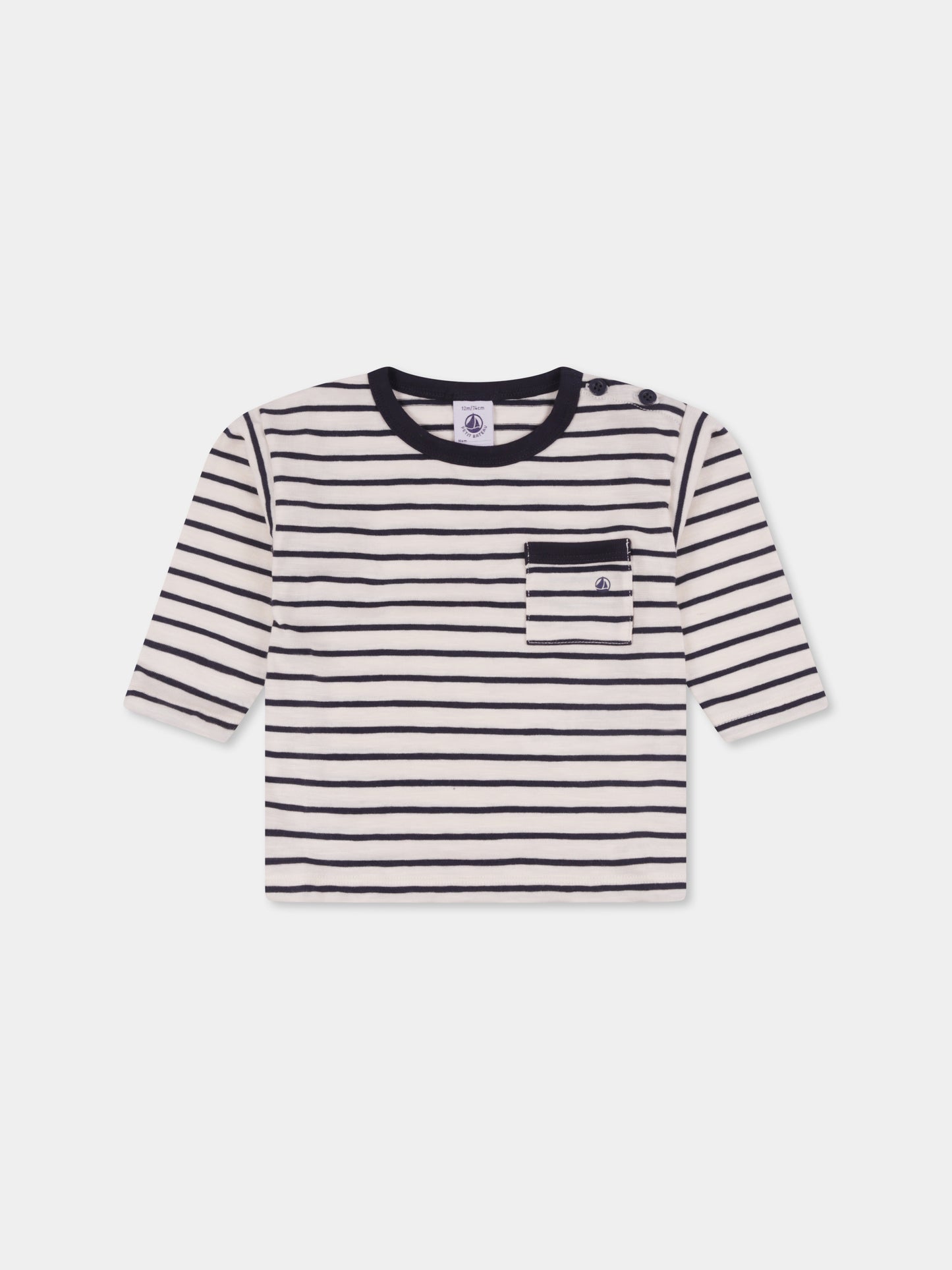 T-shirt blu per neonati con logo,Petit Bateau,A09WW 01