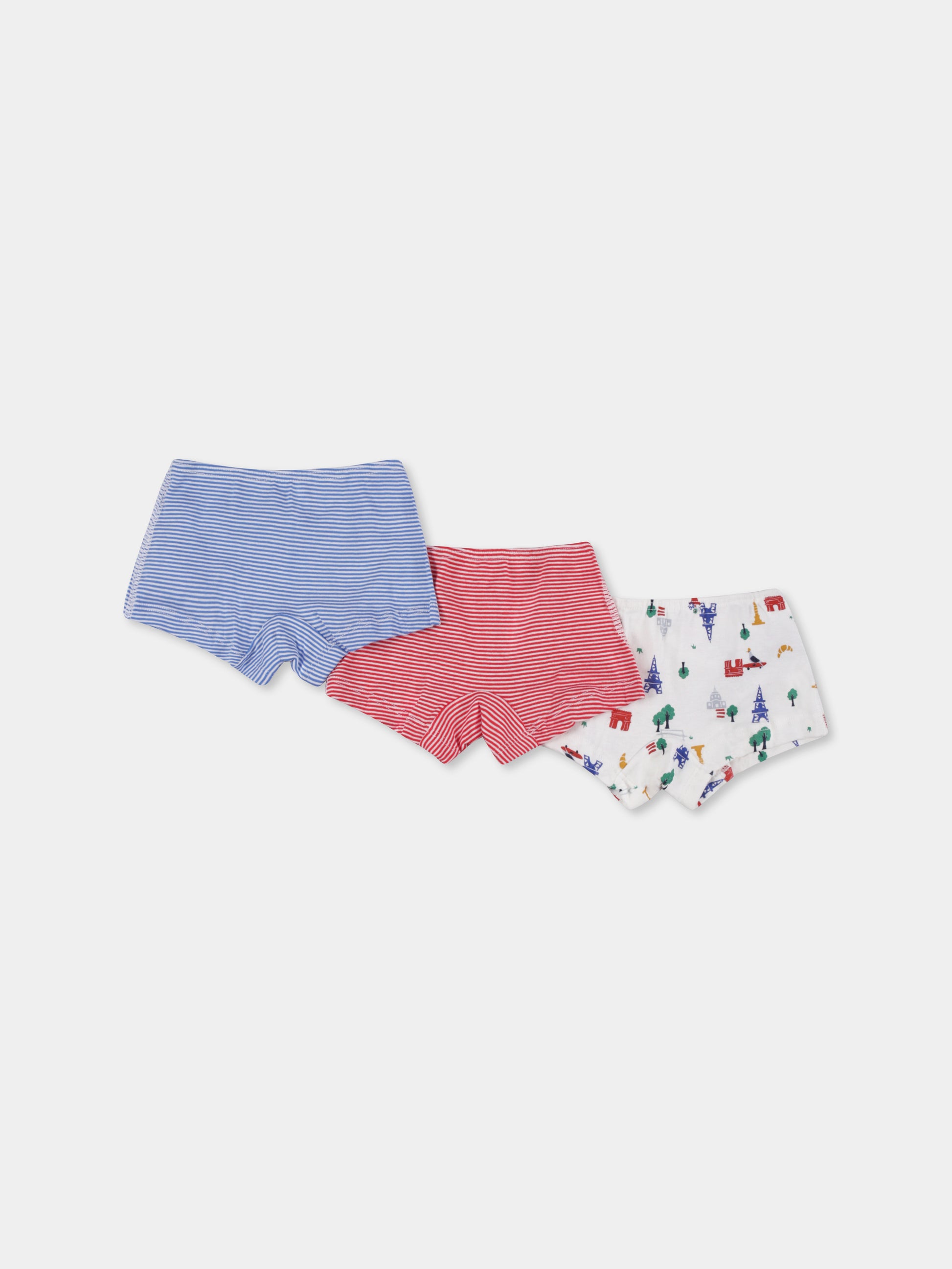 Set boxer multicolor per neonato con righe e Tour Eiffel,Petit Bateau,A0AAA 00