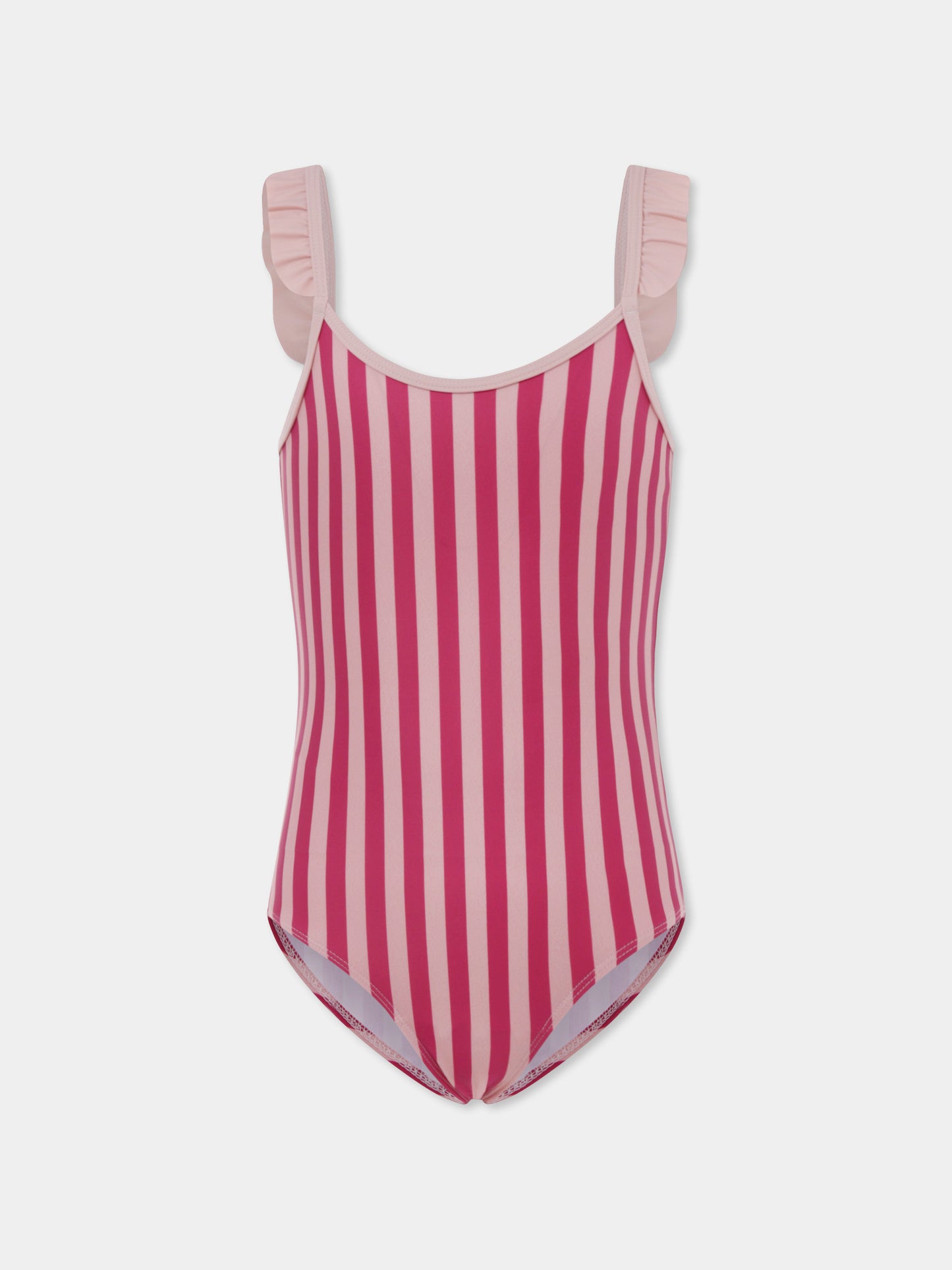 Costume intero rosa per bambina con logo,Petit Bateau,A0AGH 01