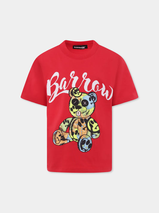 T-shirt rouge pour enfants avec imprimé Bear