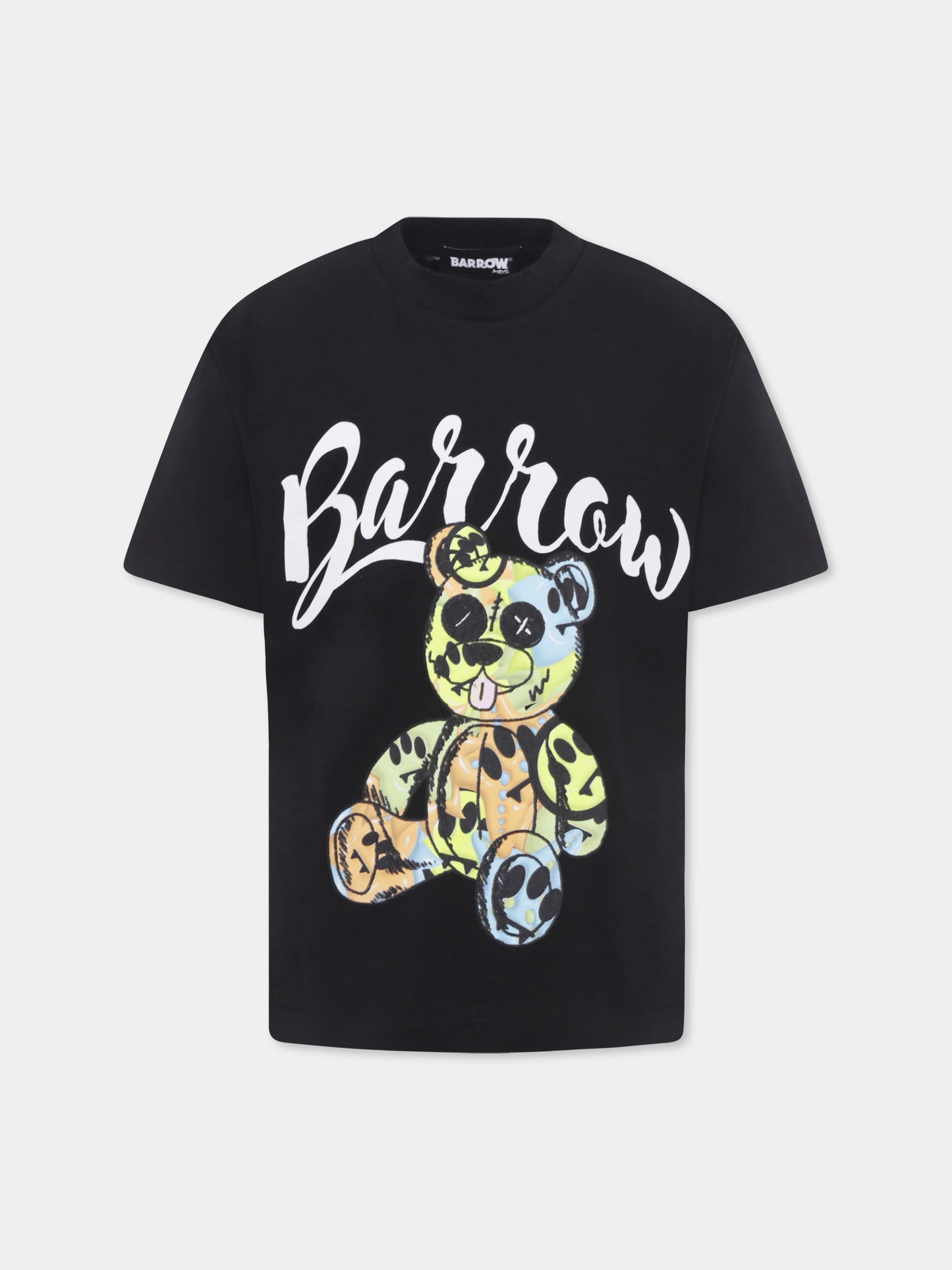 T-shirt noir pour enfants avec imprimé Bear