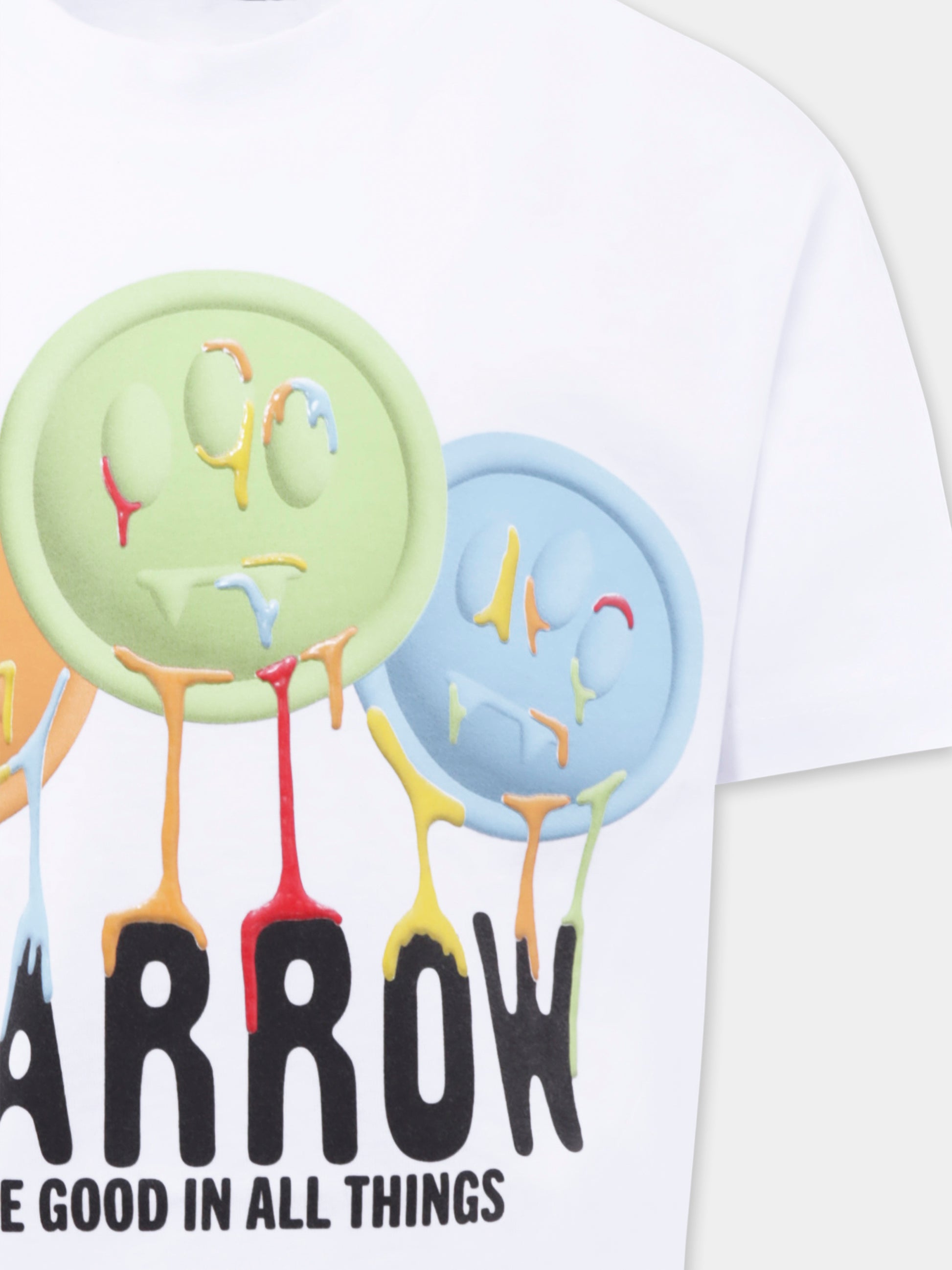 T-shirt bianca per bambini con smile e logo,Barrow,S5BKJUTH212 001