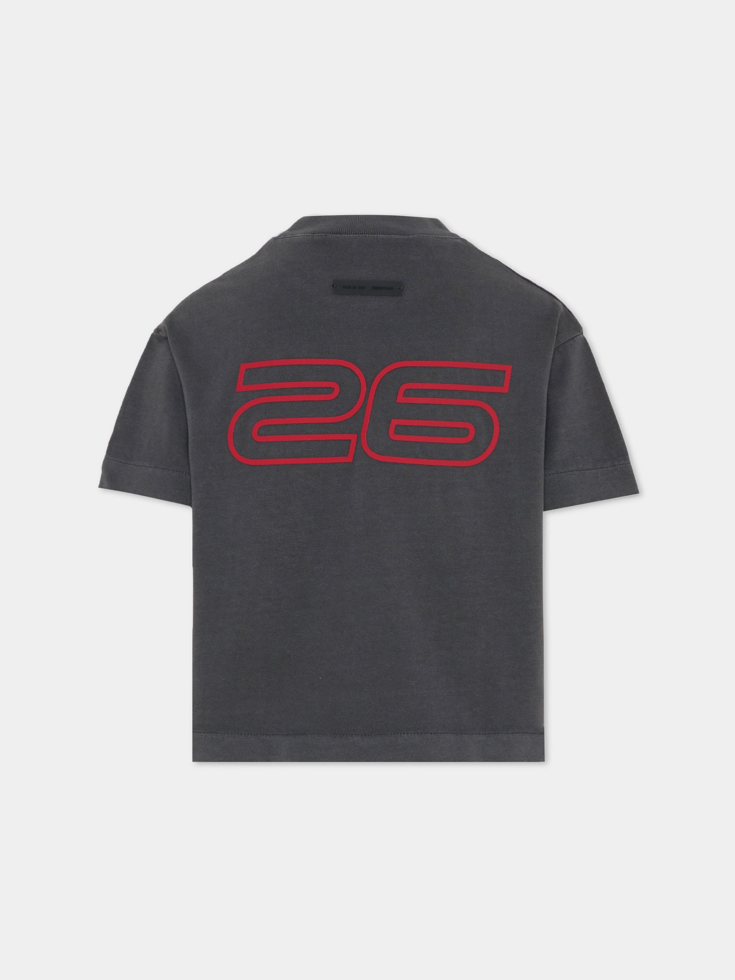 T-shirt grigia per bambini con logo rosso,Fear Of God Essentials,785HO251431K IRON GREY