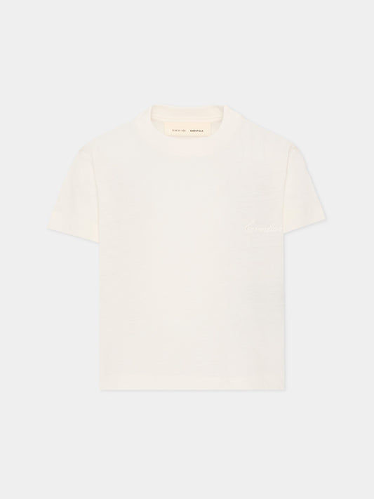 T-shirt avorio per bambini con logo ricamato,Fear Of God Essentials,785HO251462K IVORY