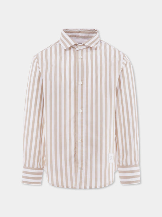Chemise beige pour garçon avec logo