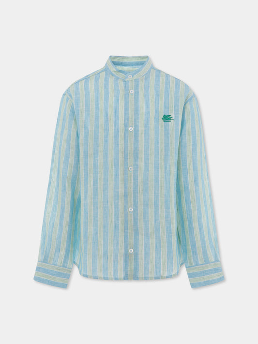 Camicia verde per bambino con Pegaso,Etro,GW5P40 Z2877 60IVE