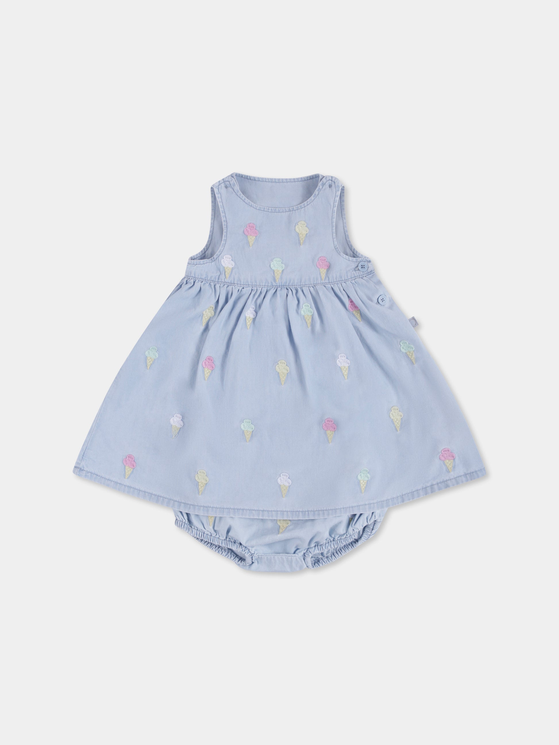 Vestito celeste per neonata con gelati all over,Stella Mccartney Kids,TW1172 Z2767 600EM