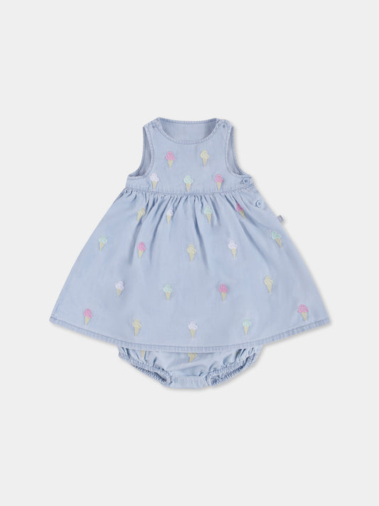 Vestito celeste per neonata con gelati all over,Stella Mccartney Kids,TW1172 Z2767 600EM