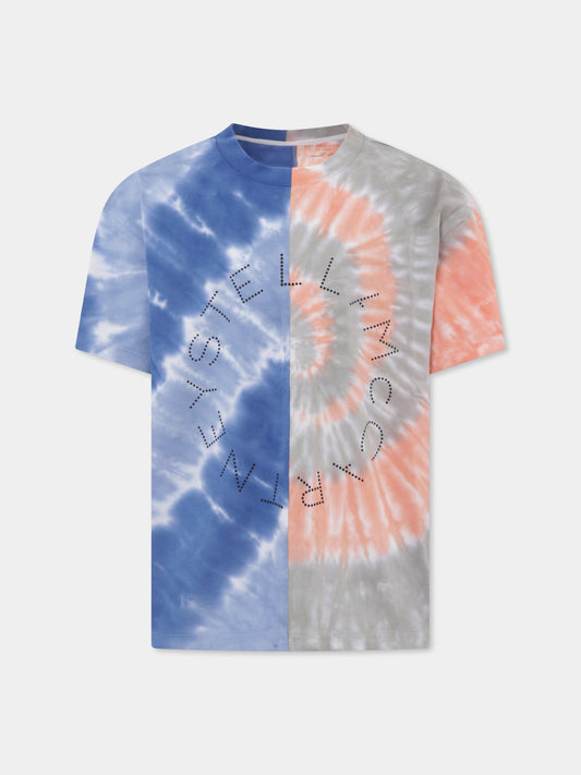 T-shirt multicolor per bambino con logo,Stella Mccartney Kids,TW8R21 Z2658 999MC