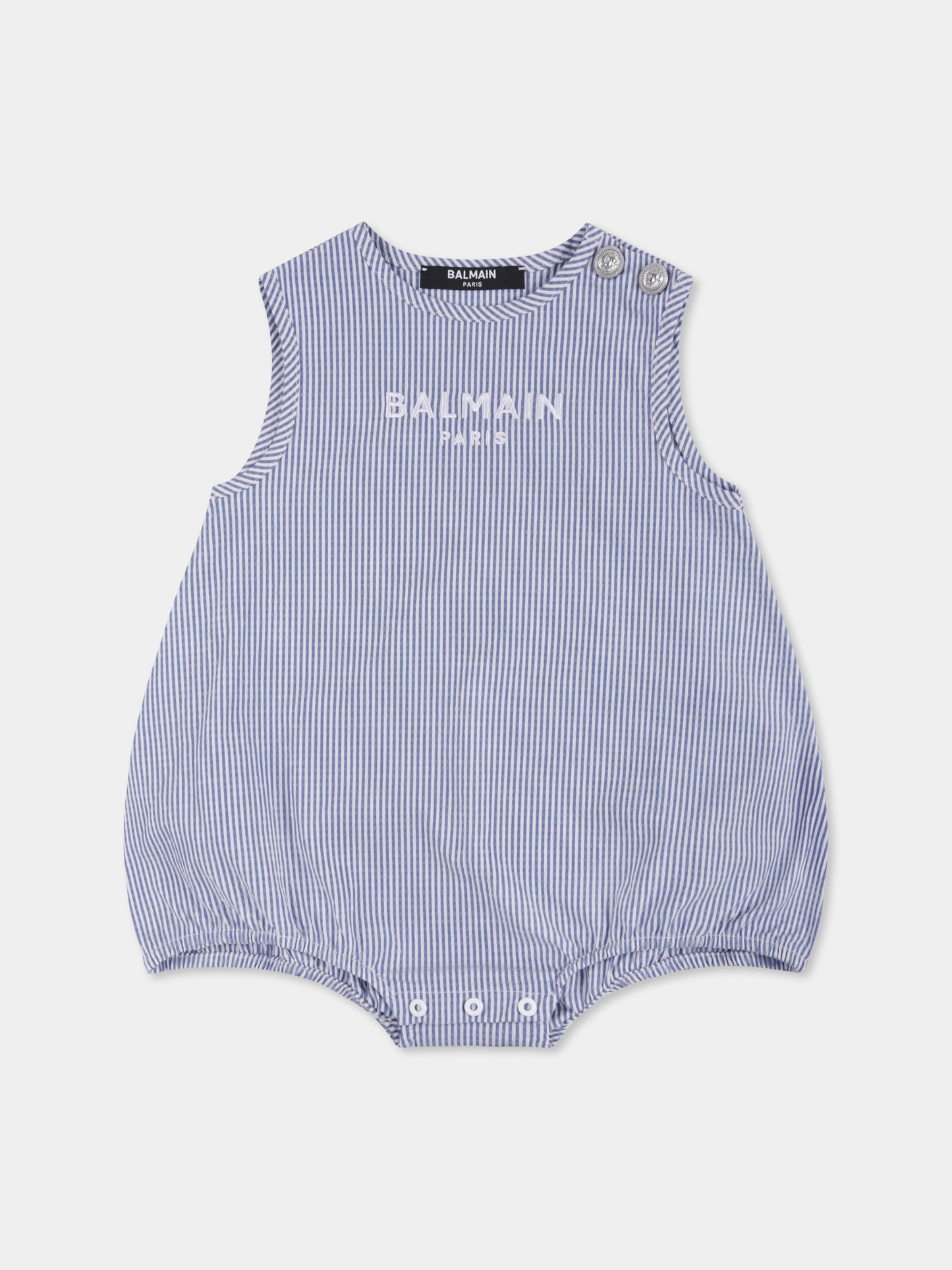Pagliaccetto celeste per neonato con logo,Balmain Kids,BWA51B P0487 100CE