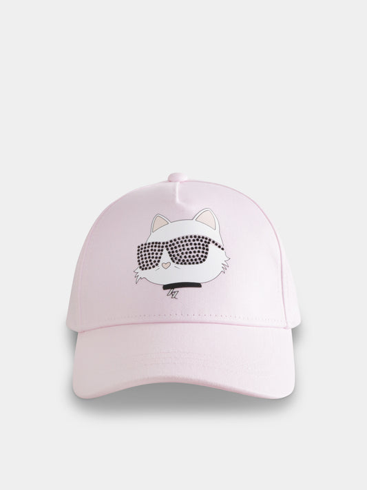 Cappello rosa per bambina con Choupette,Karl Lagerfeld Kids,Z30387 46P