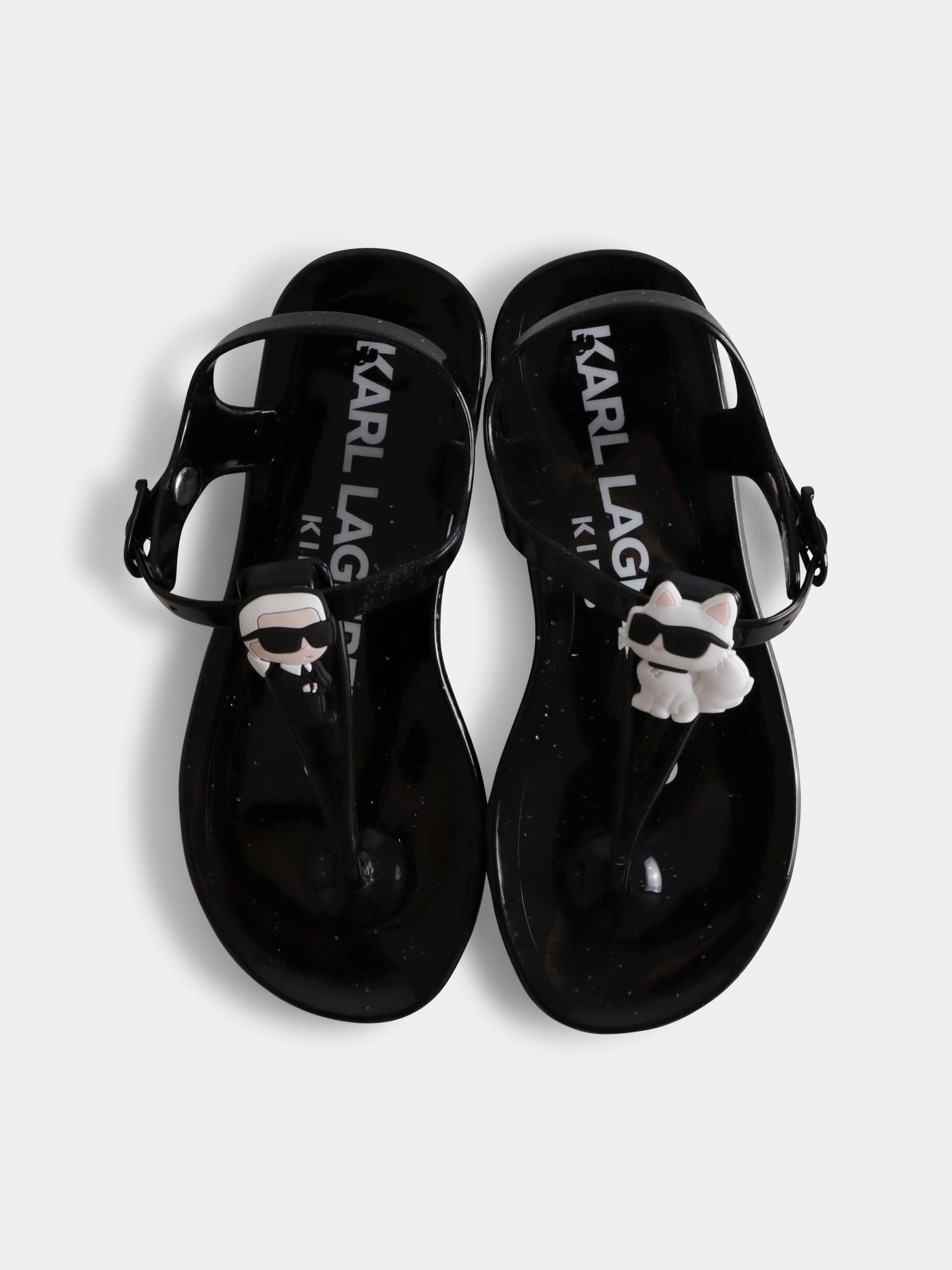 Infradito nere per bambina con Karl e Choupette,Karl Lagerfeld Kids,Z30370 09B