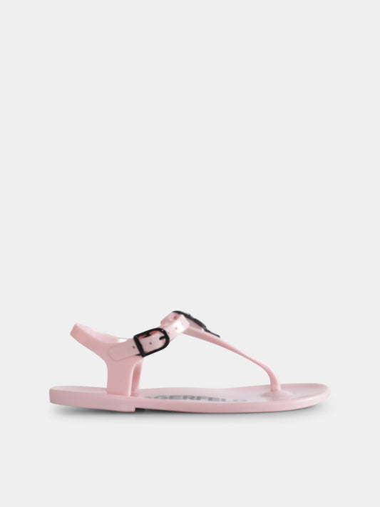 Infradito rosa per bambina con Karl e Choupette,Karl Lagerfeld Kids,Z30370 46P