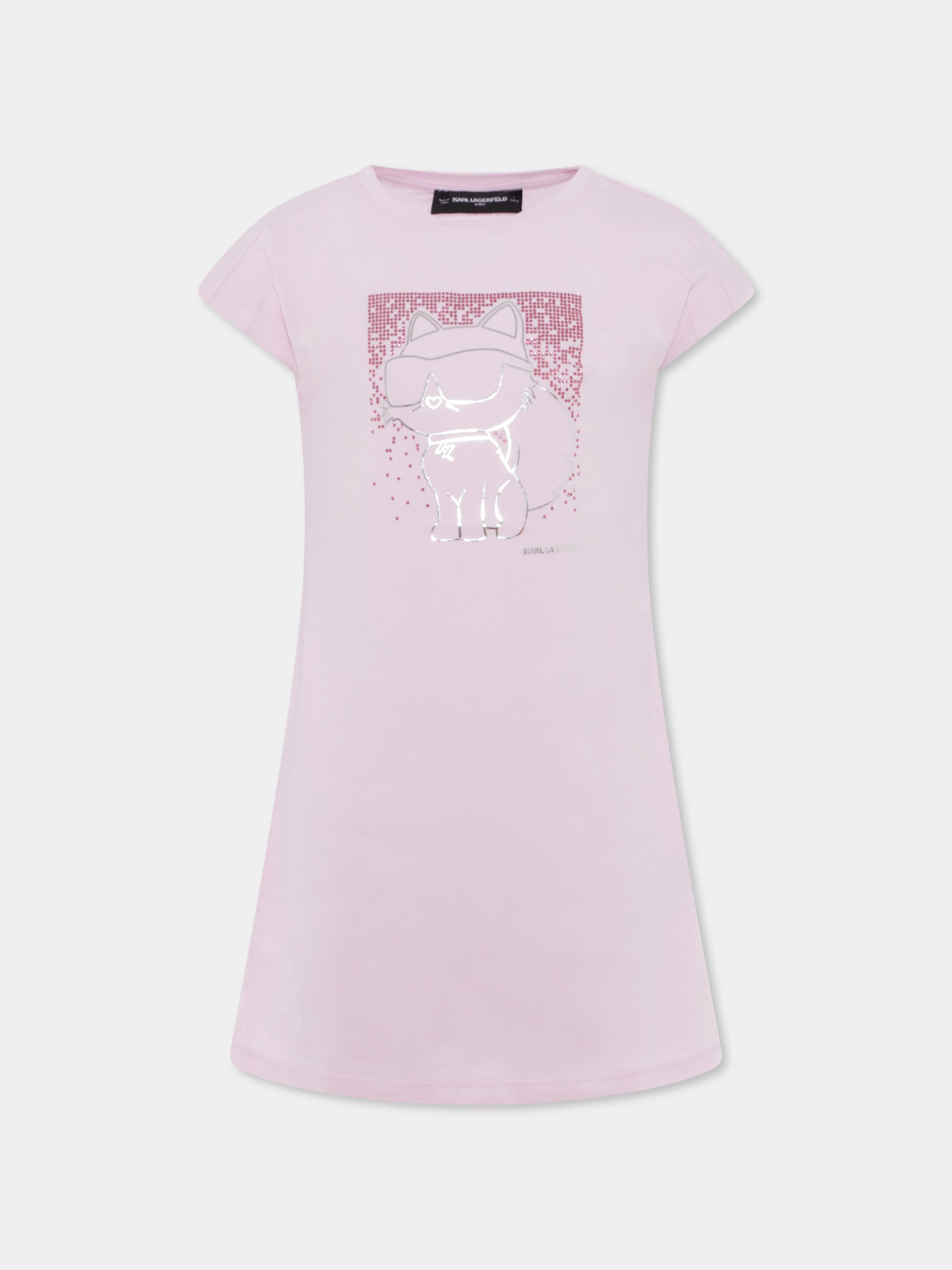 Vestito rosa per bambina con Choupette,Karl Lagerfeld Kids,Z30456 46P