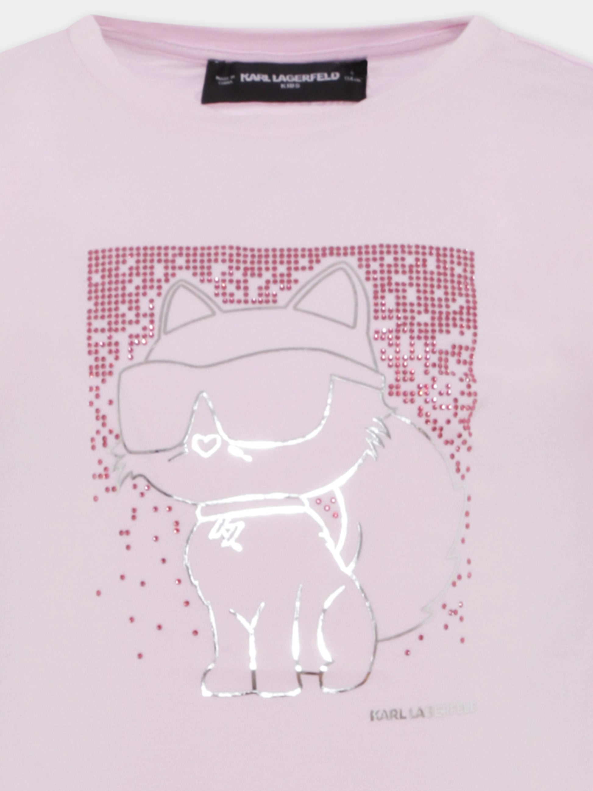 Vestito rosa per bambina con Choupette,Karl Lagerfeld Kids,Z30456 46P