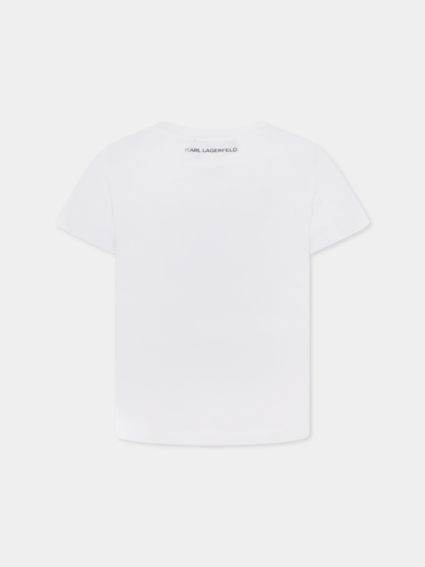 T-shirt bianca per bambina con Choupette,Karl Lagerfeld Kids,Z30492 10P