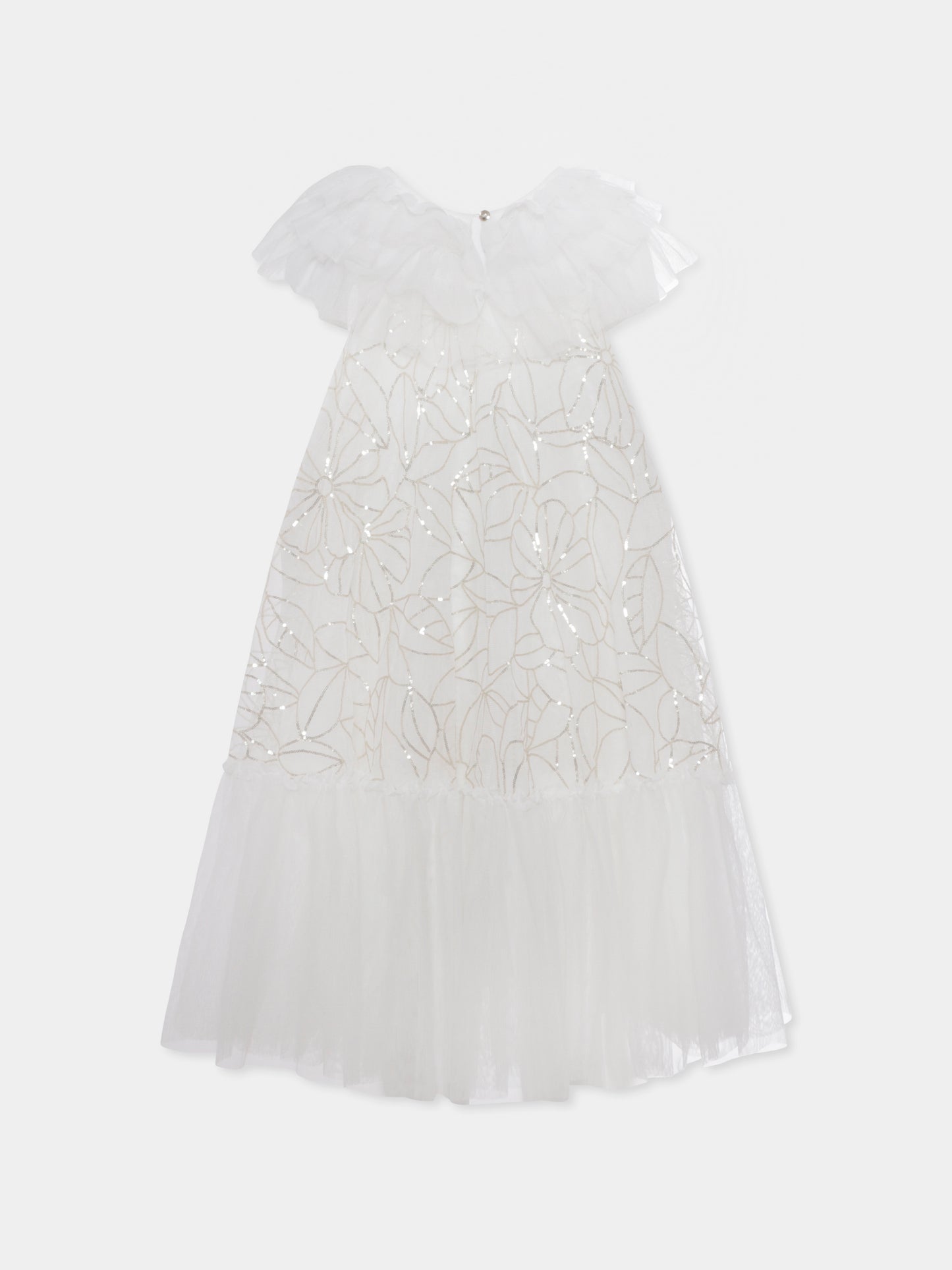 Vestito avorio per bambina con fiori,Billieblush,U20989 121