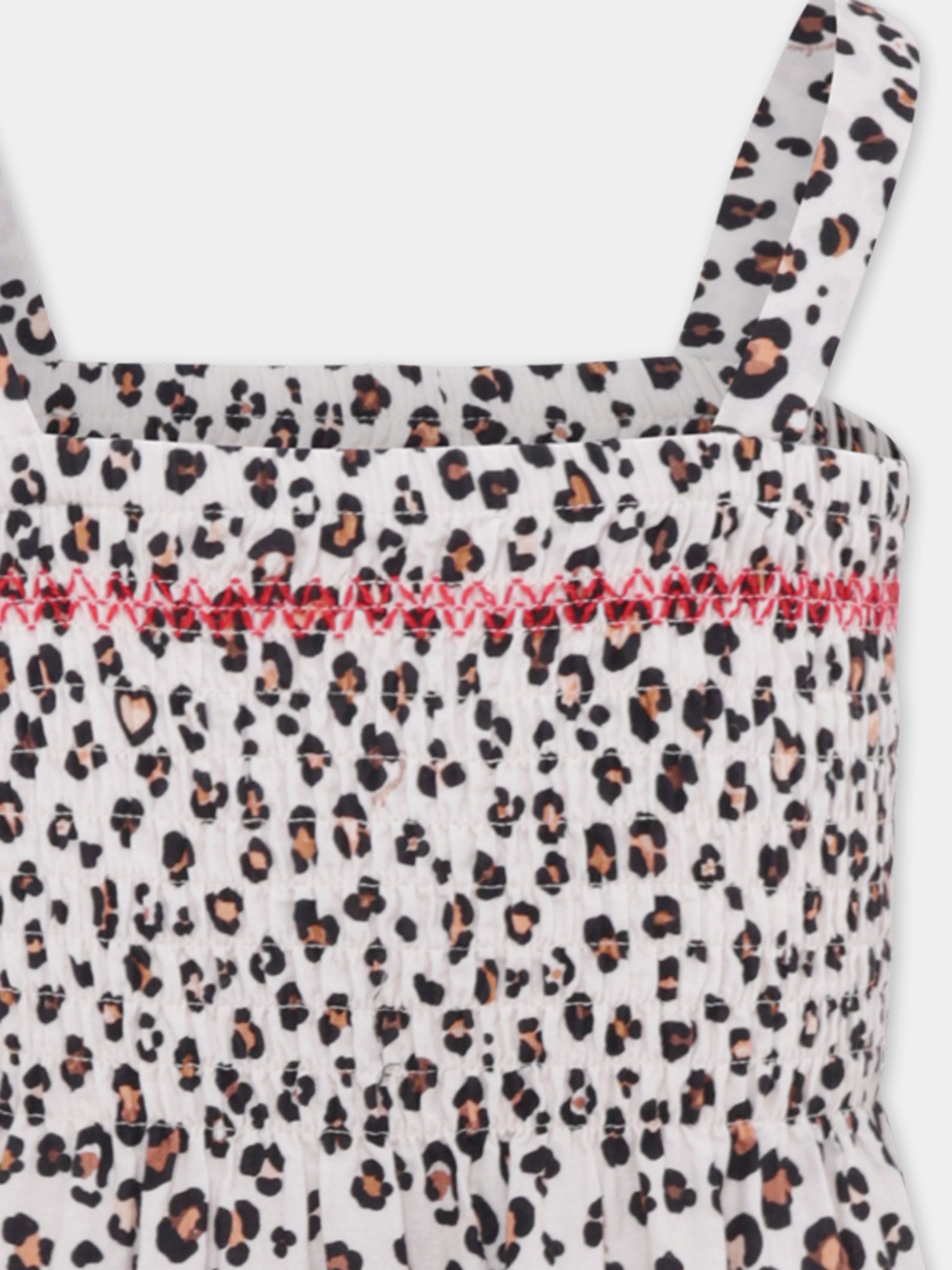 Copricostume beige per bambina con stampa animalier,Monnalisa,19E086 5772 0080