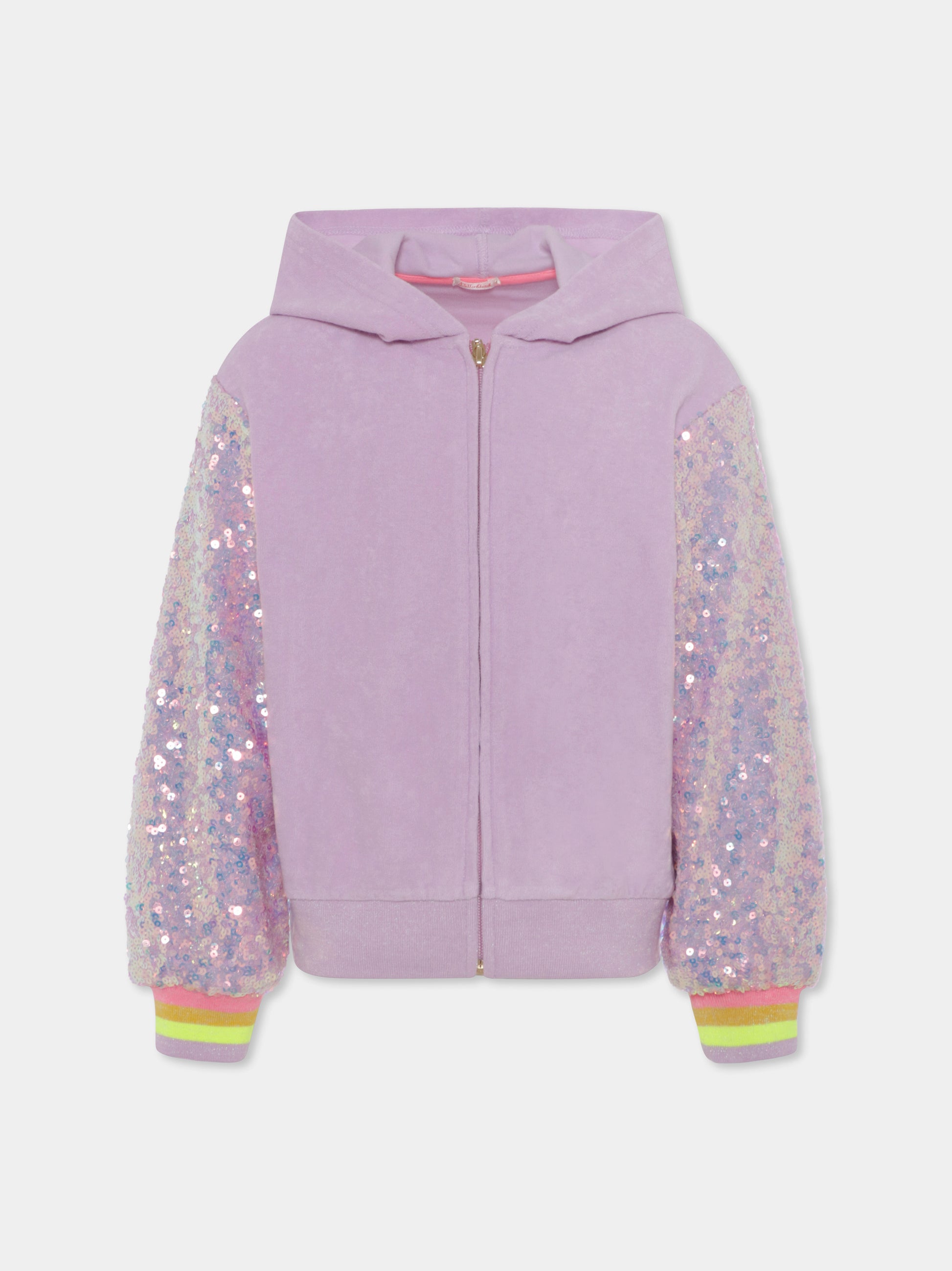 Felpa lilla per bambina con paillettes,Billieblush,U20101 929