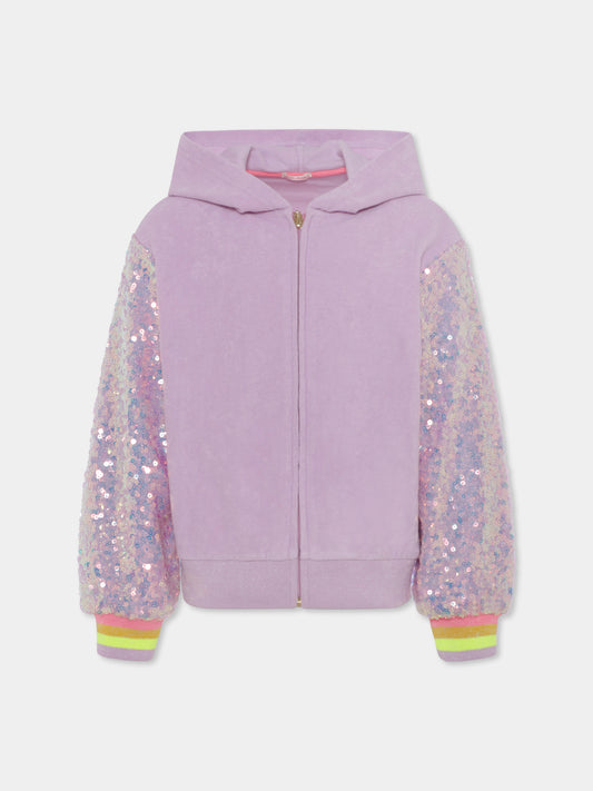 Felpa lilla per bambina con paillettes,Billieblush,U20101 929