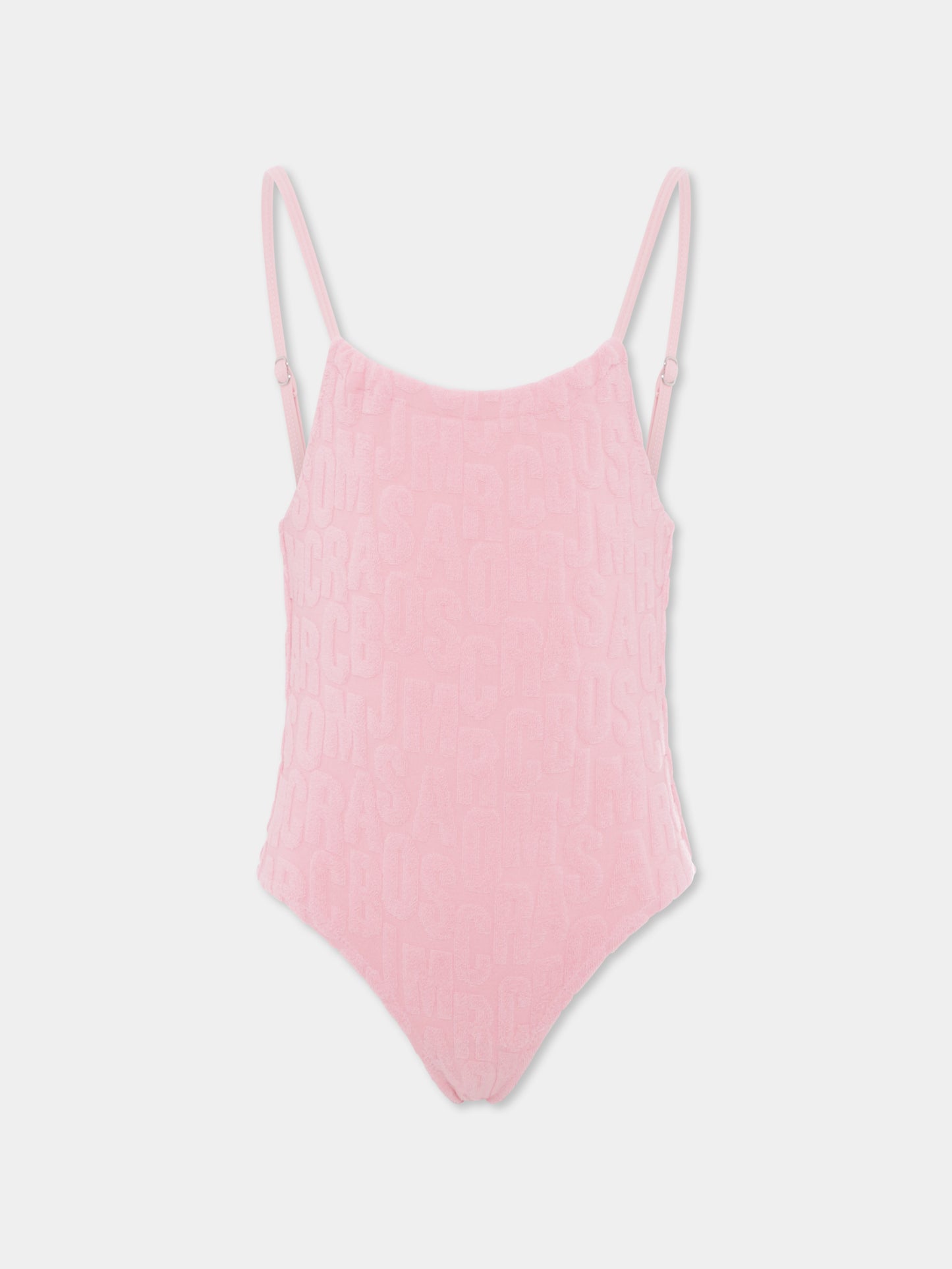 Costume intero rosa per bambina con logo all over,Marc Jacobs,W60059 45T