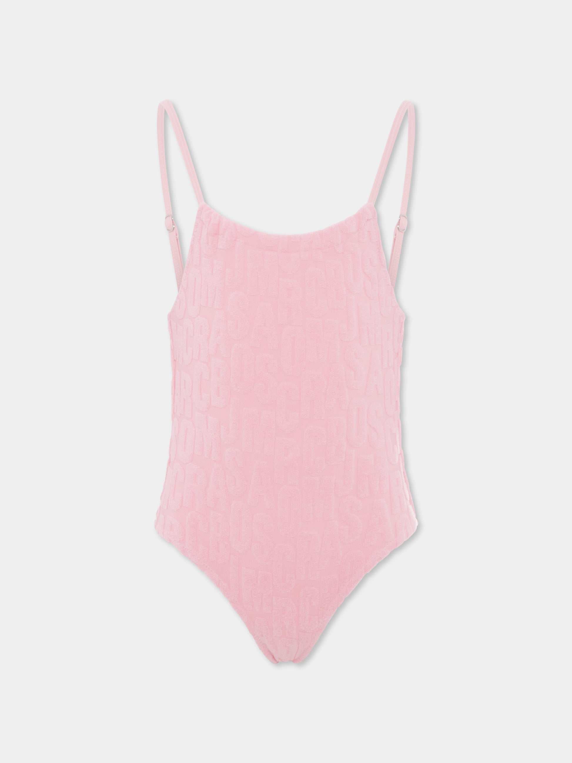 Costume intero rosa per bambina con logo all over,Marc Jacobs,W60059 45T