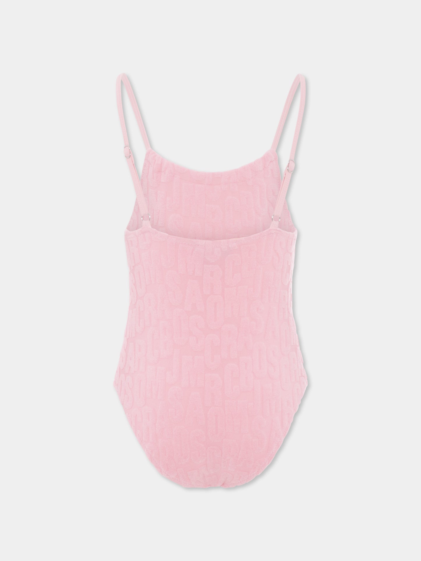Costume intero rosa per bambina con logo all over,Marc Jacobs,W60059 45T