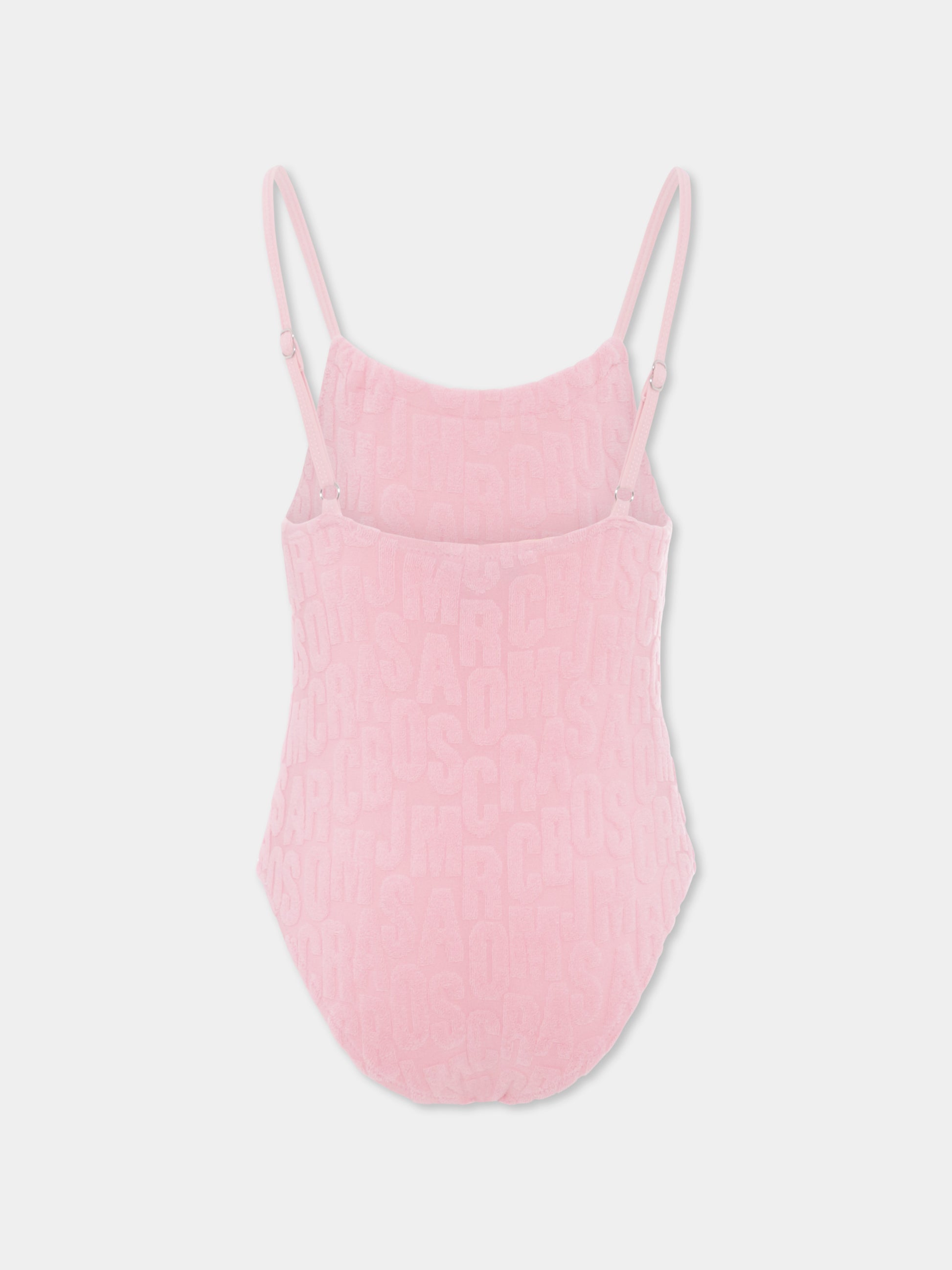 Costume intero rosa per bambina con logo all over,Marc Jacobs,W60059 45T