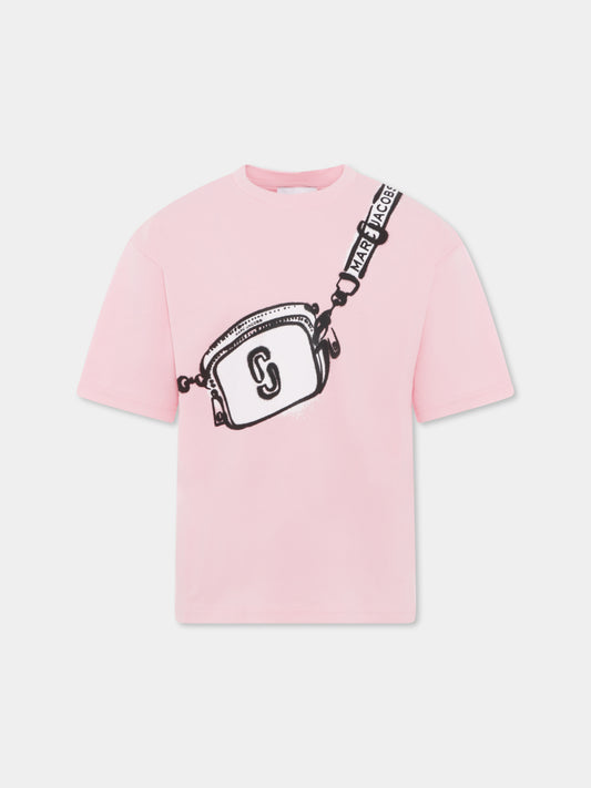T-shirt rosa per bambina con stampa borsa,Marc Jacobs,W60207 45T