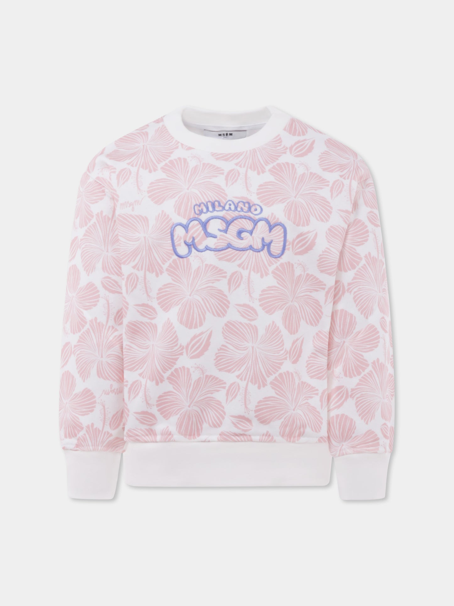 Sweat-shirt rose pour fille avec logo