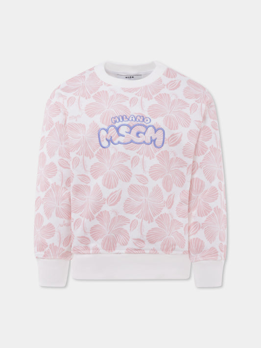 Sweat-shirt rose pour fille avec logo