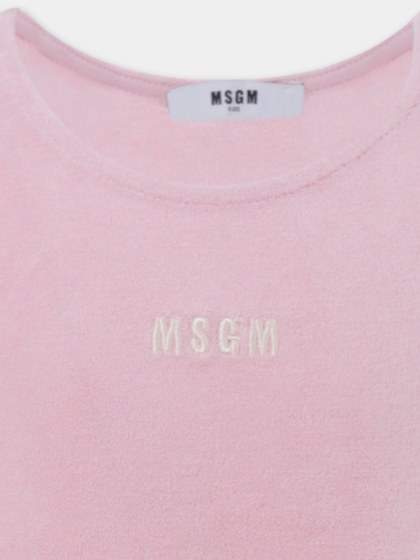 Top crop rosa per bambina con logo,Msgm Kids,S4MSJGTH164 042